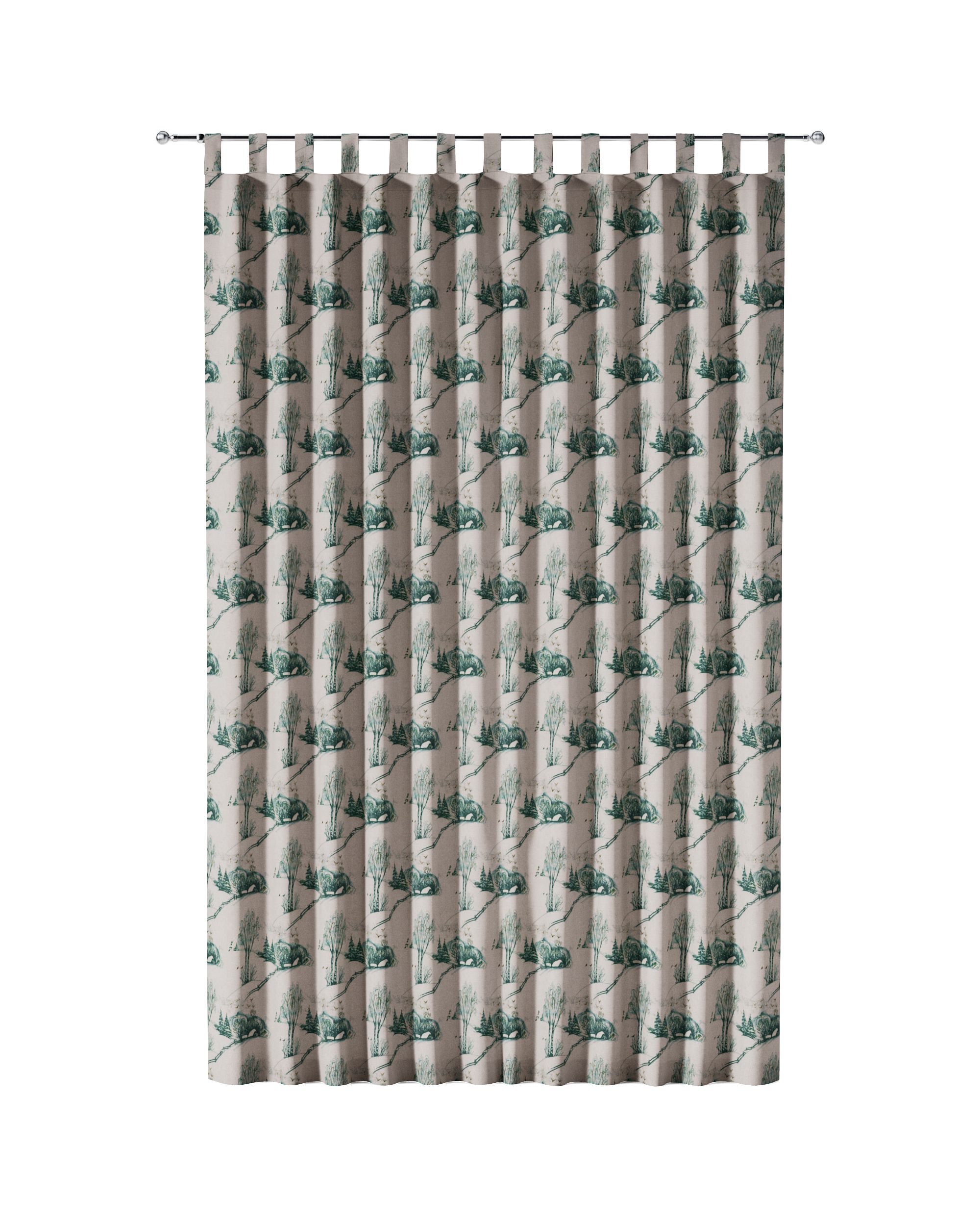 Tab top curtain product colour white fabric patterned (hover)