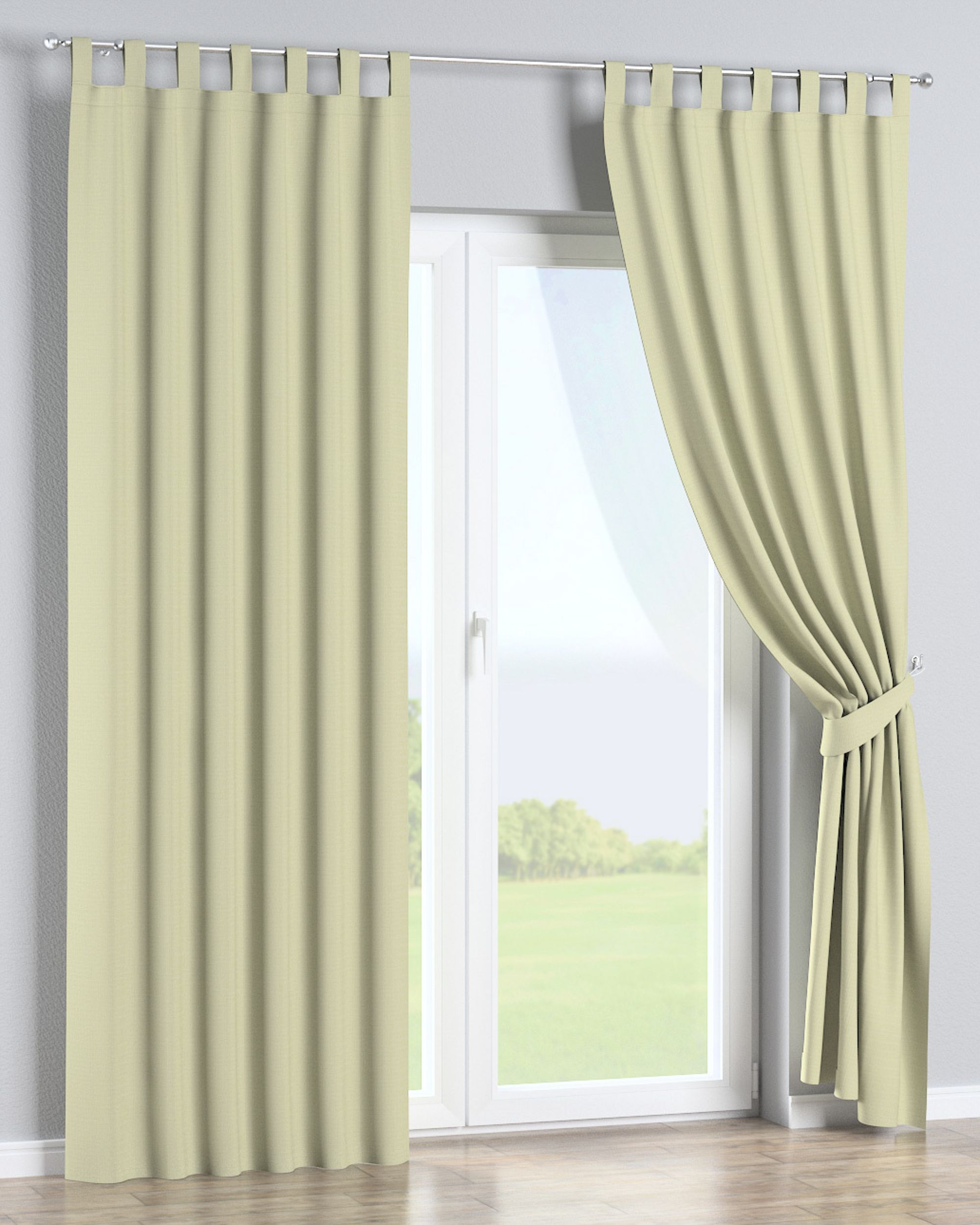 Tab top curtain product colour green fabric outdoor, structured (hover)