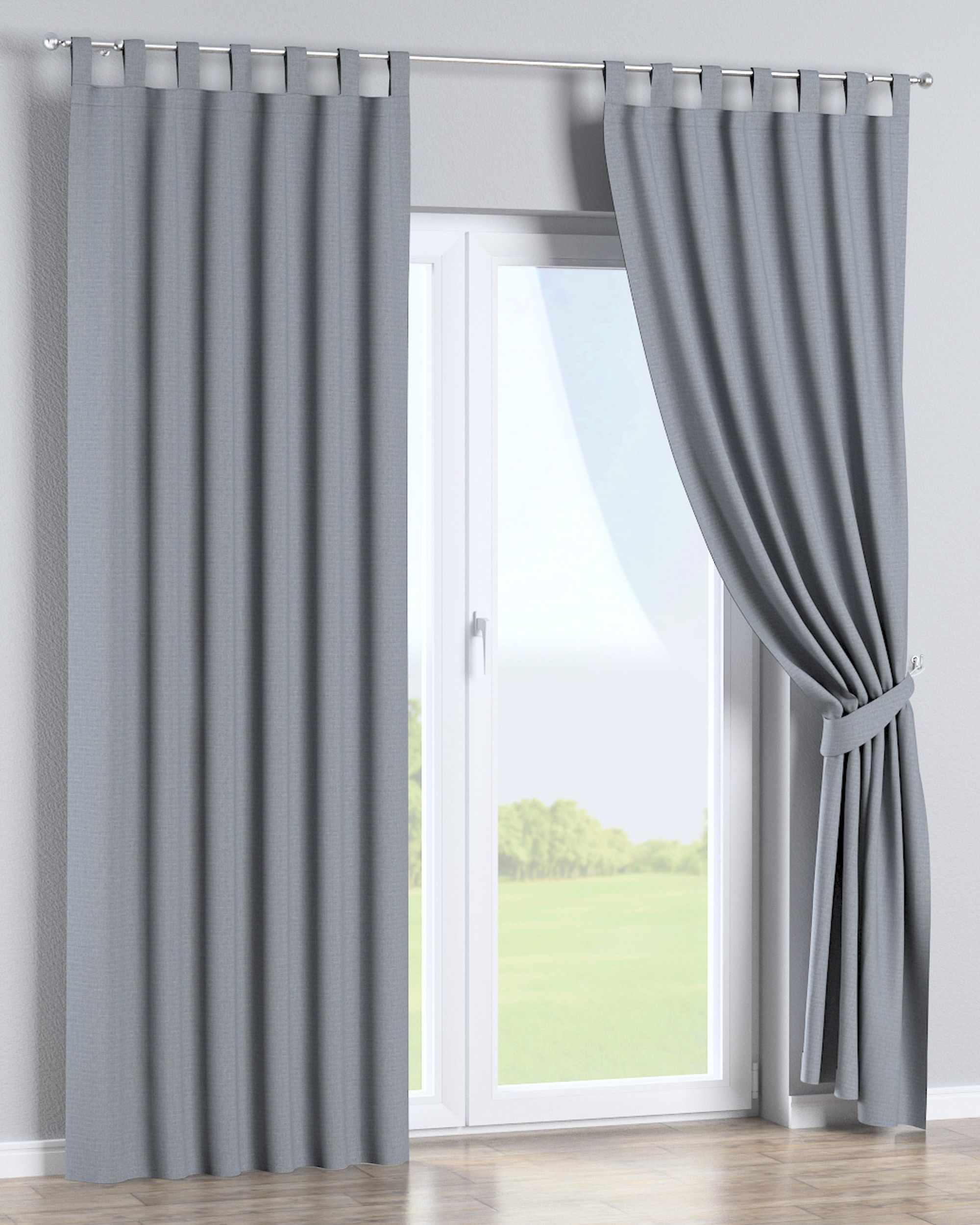 Tab top curtain product colour black fabric outdoor, structured (hover)