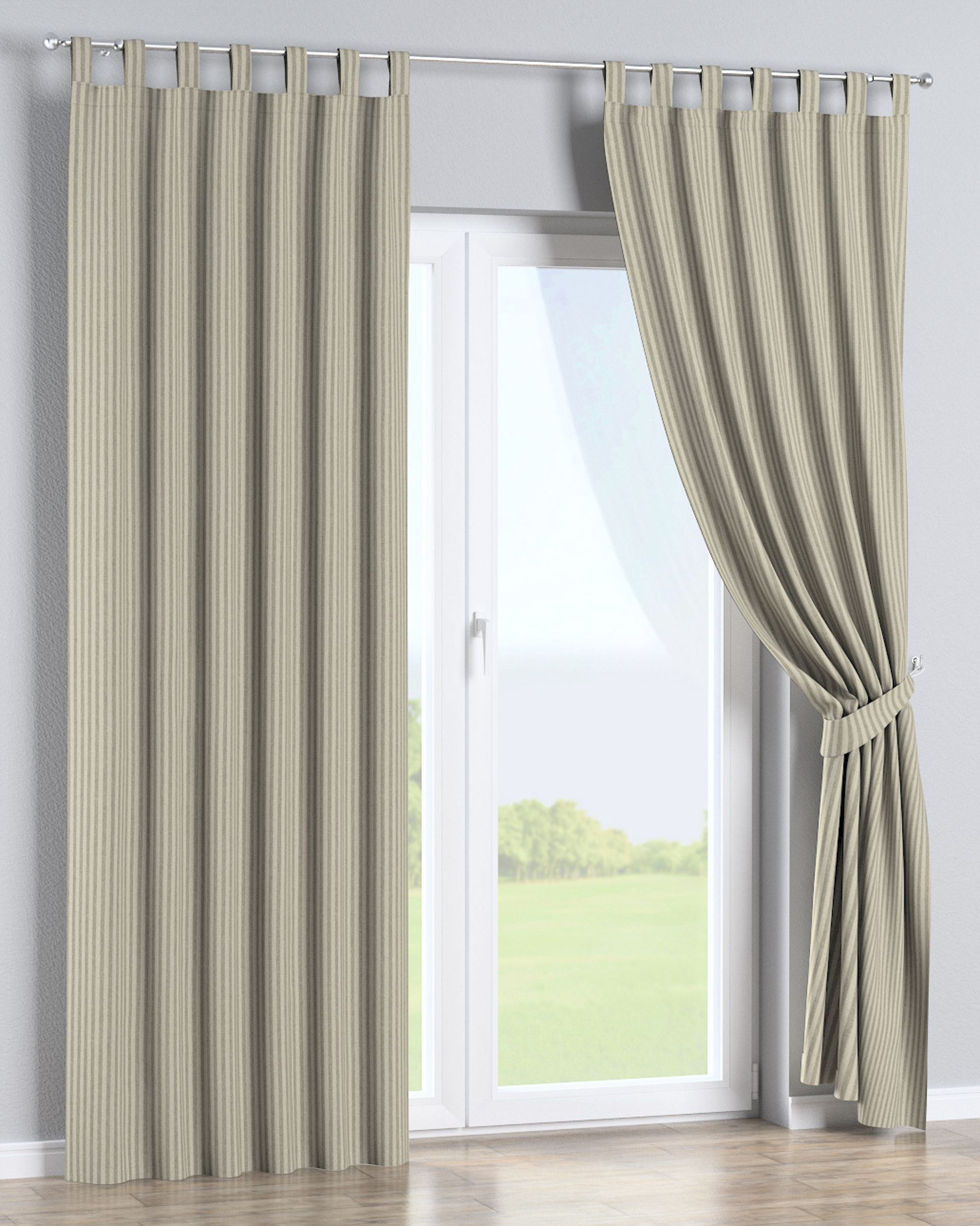 Tab top curtain product colour beige fabric outdoor, structured, patterned (hover)