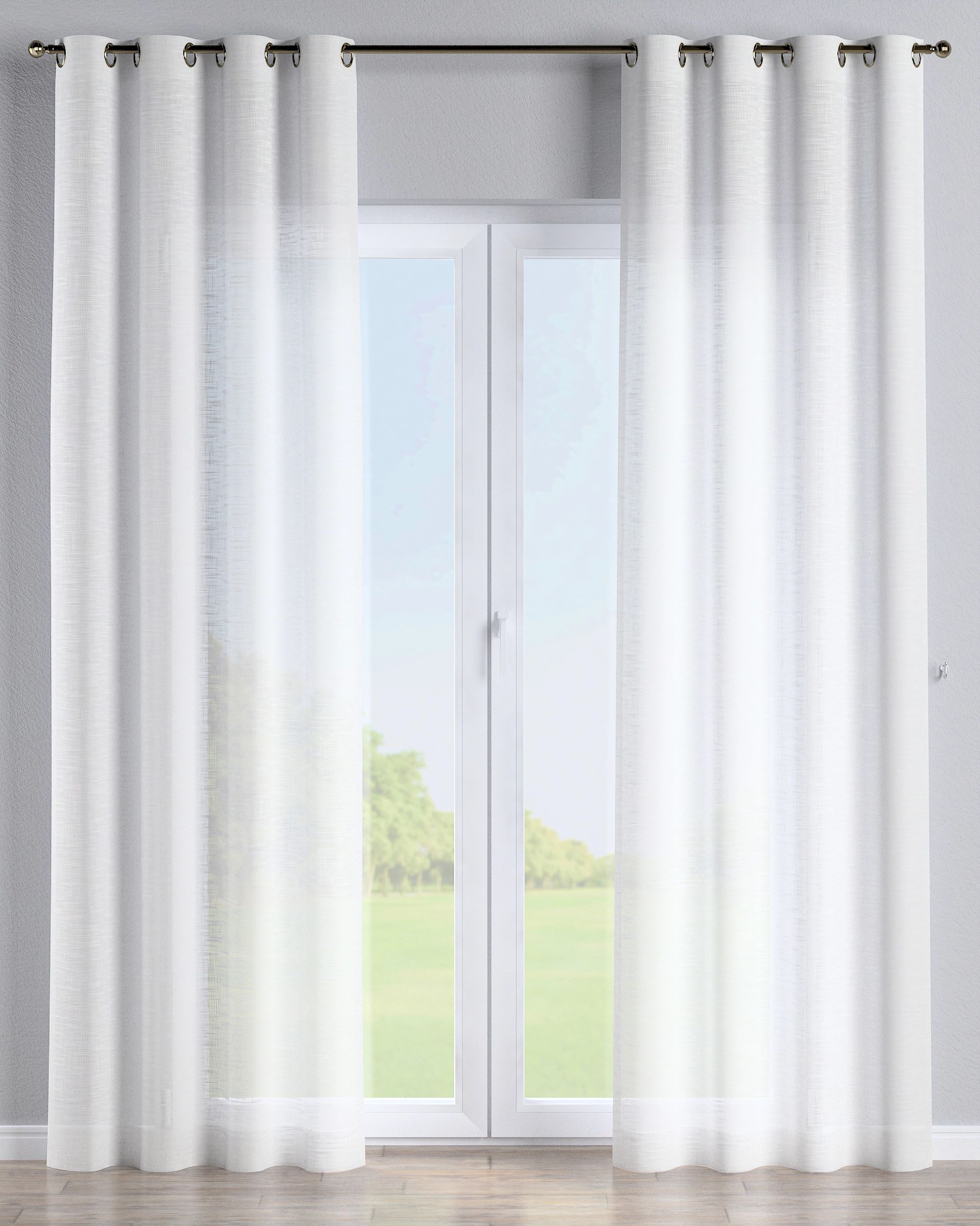 Eyelet curtain product colour cream fabric semi-sheer, structured