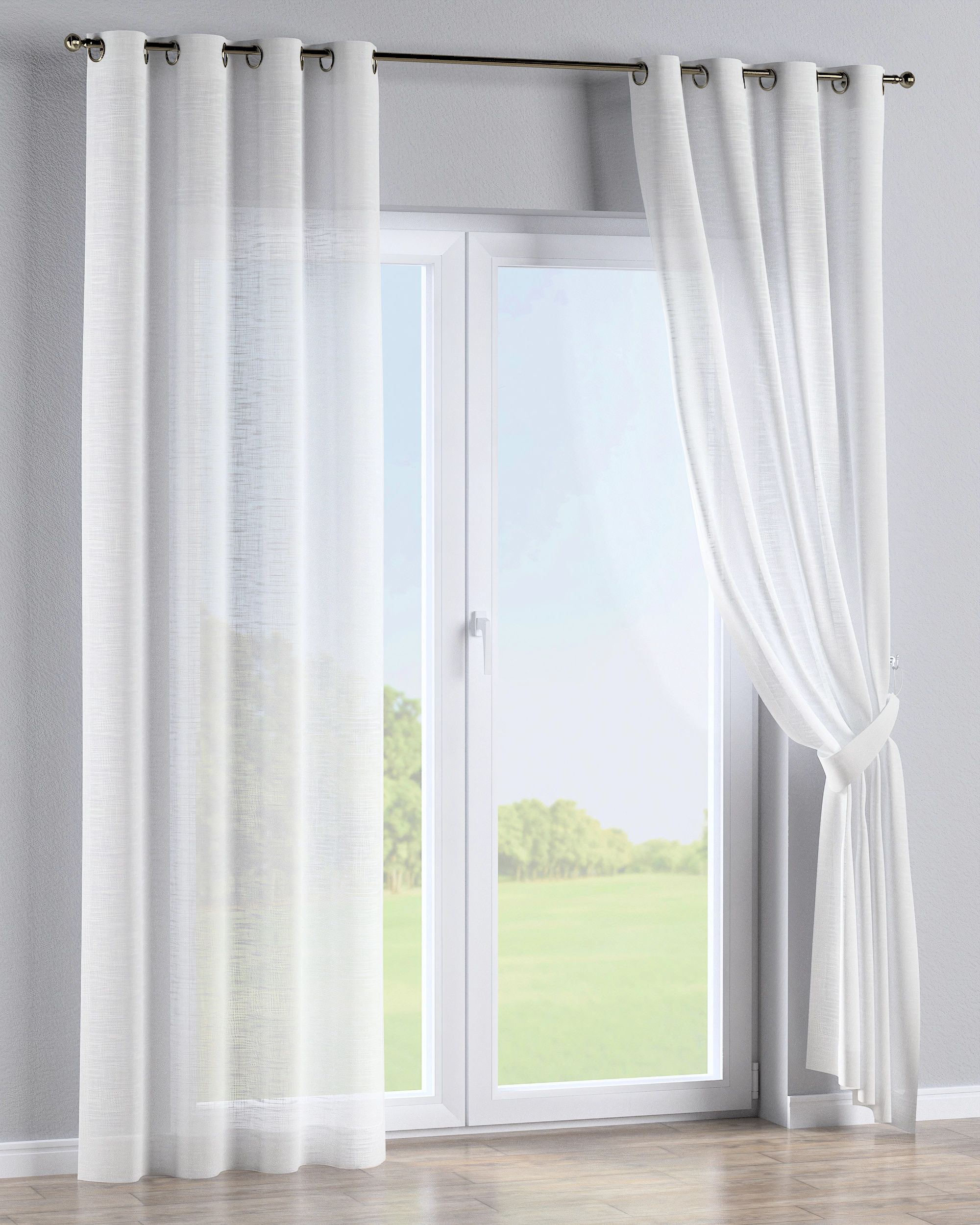 Eyelet curtain product colour cream fabric semi-sheer, structured (hover)
