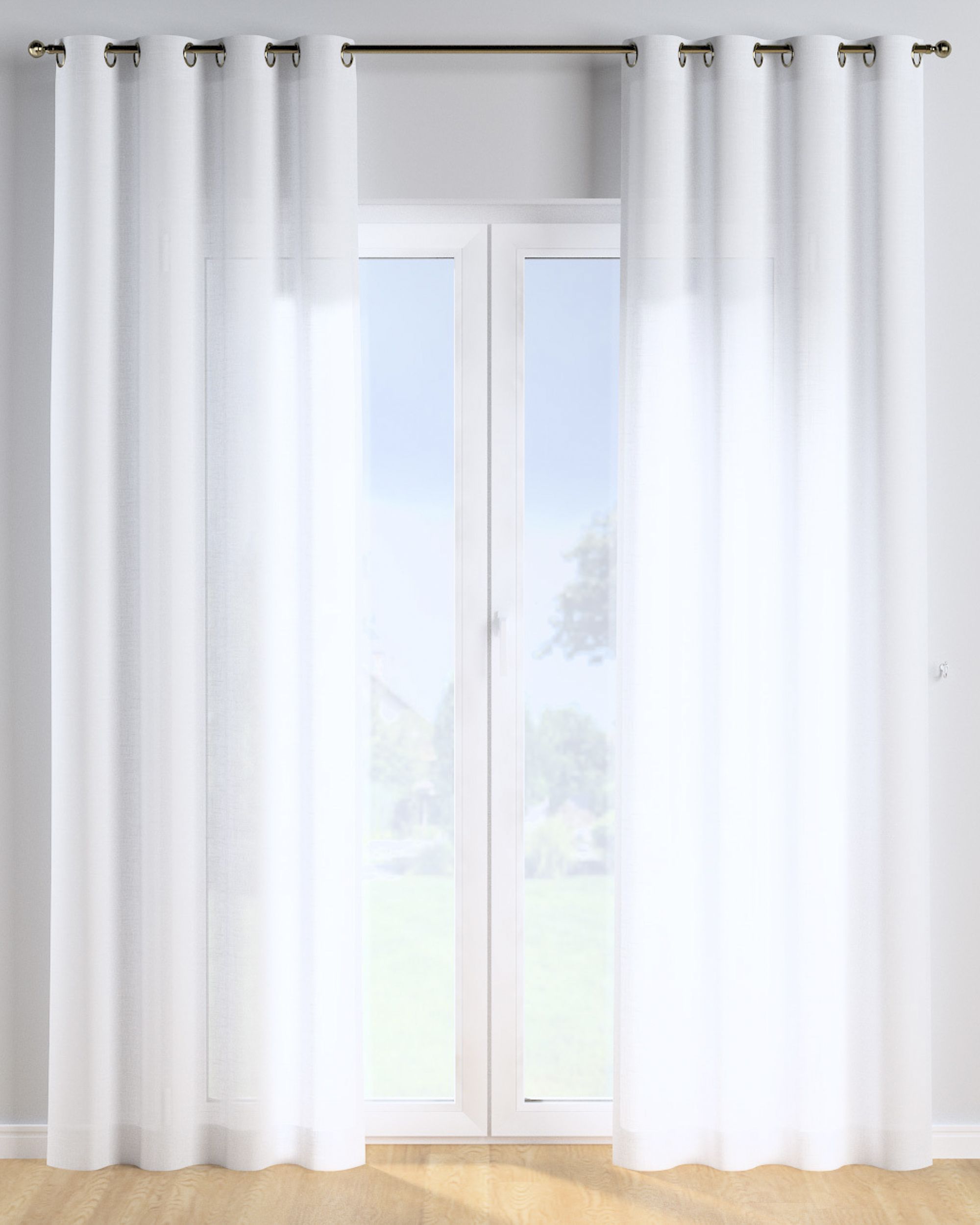 Eyelet curtain product colour white fabric semi-sheer, structured (hover)