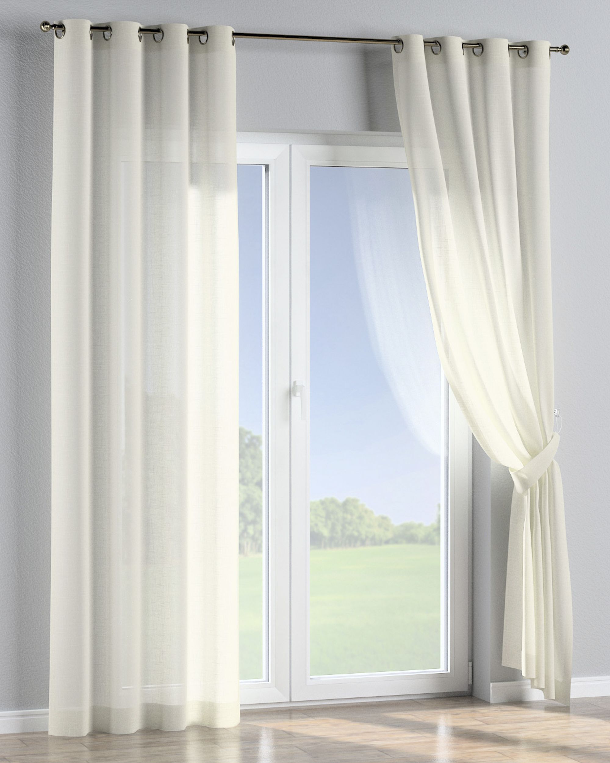 Eyelet curtain product colour cream fabric semi-sheer, structured (hover)