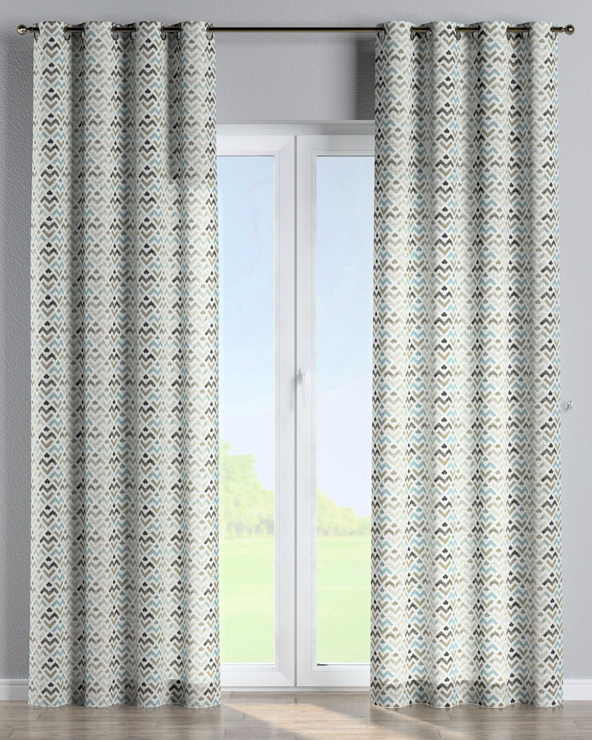 Eyelet curtain product colour brown fabric patterned (hover)