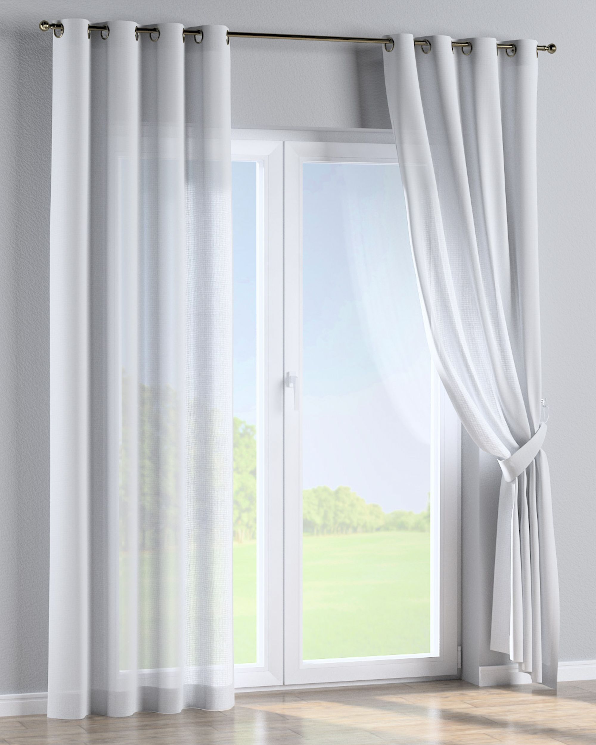 Eyelet curtain product colour white fabric semi-sheer, structured (hover)