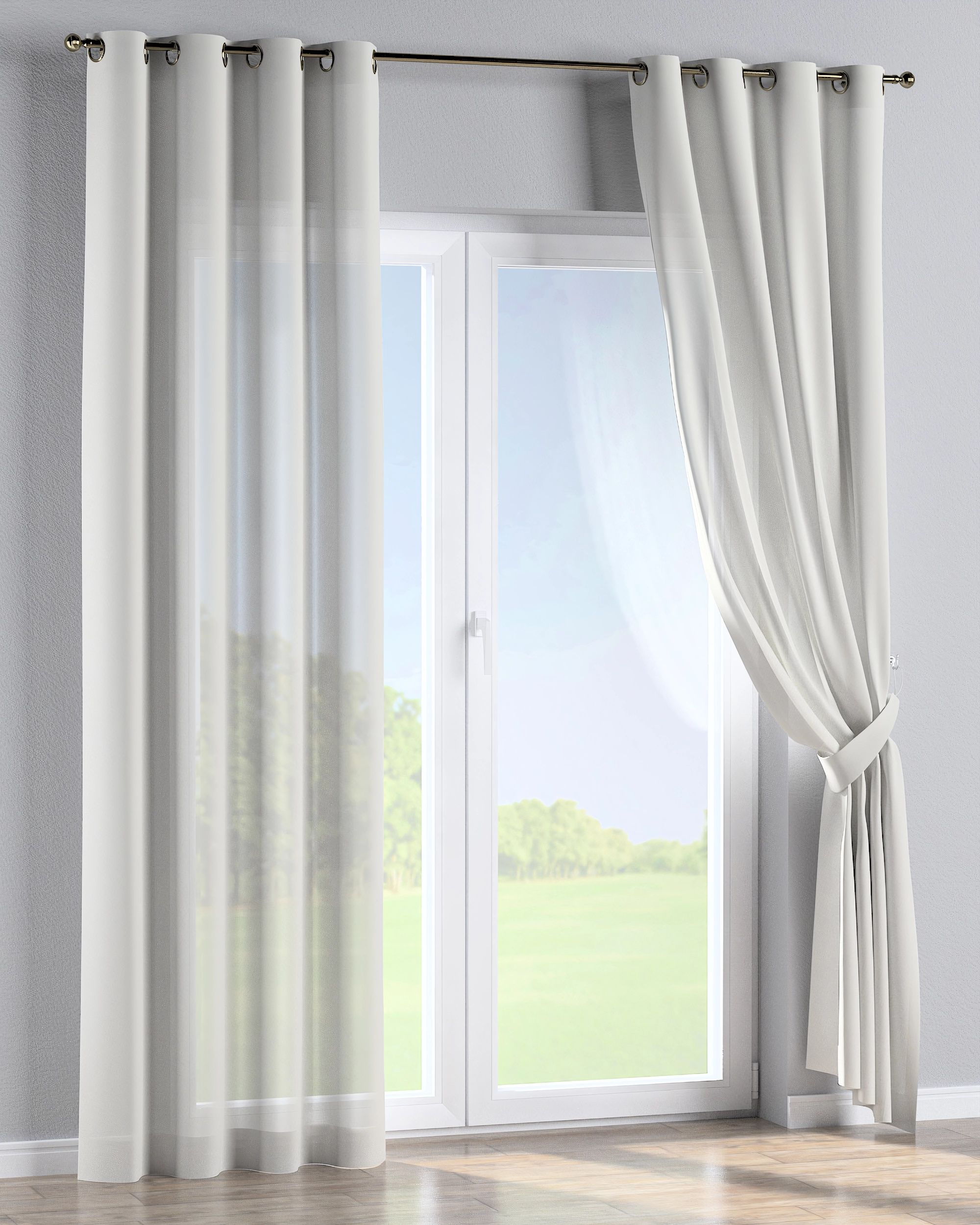 Eyelet curtain product colour cream fabric semi-sheer, structured (hover)