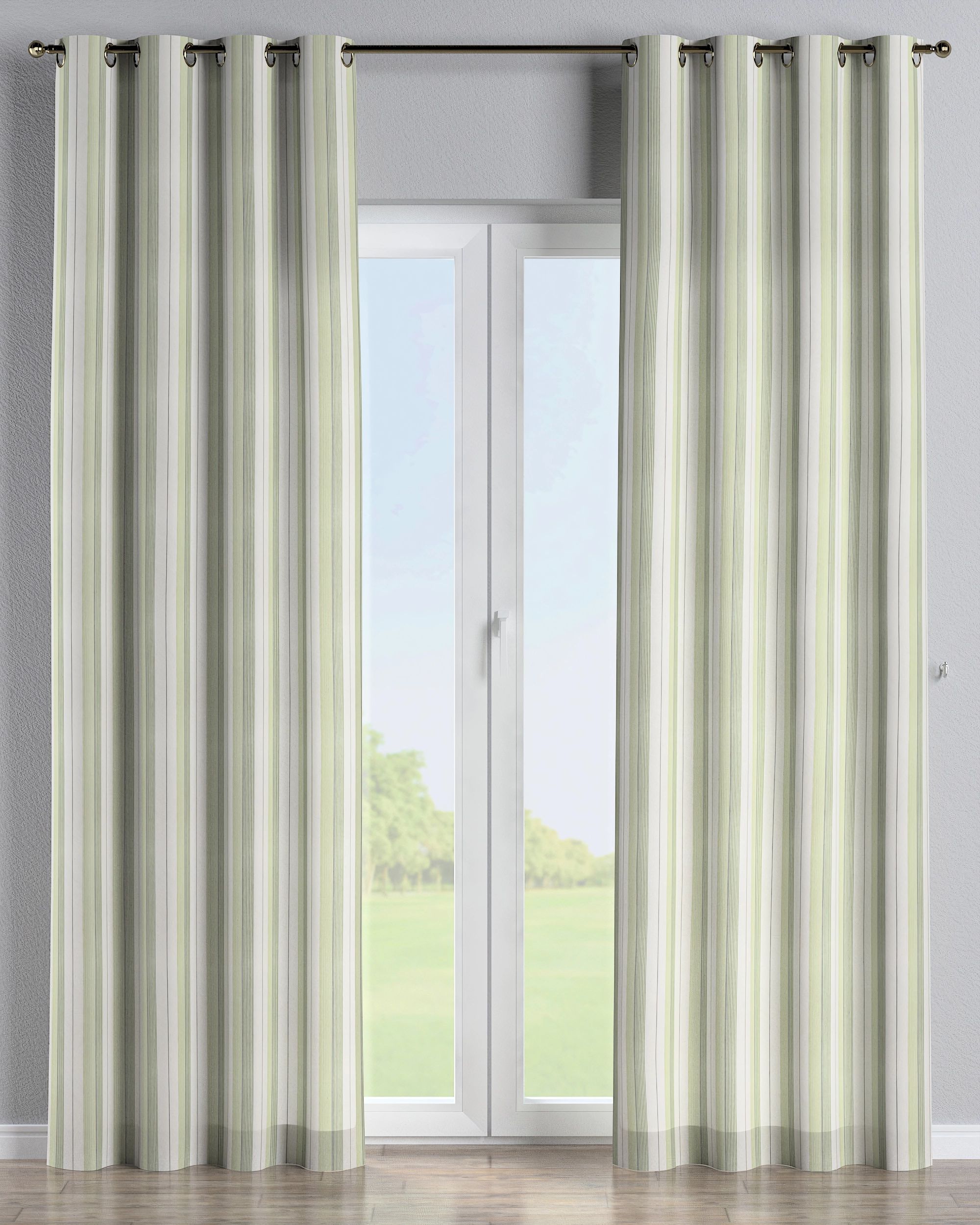 Eyelet curtain product colour green fabric structured, patterned