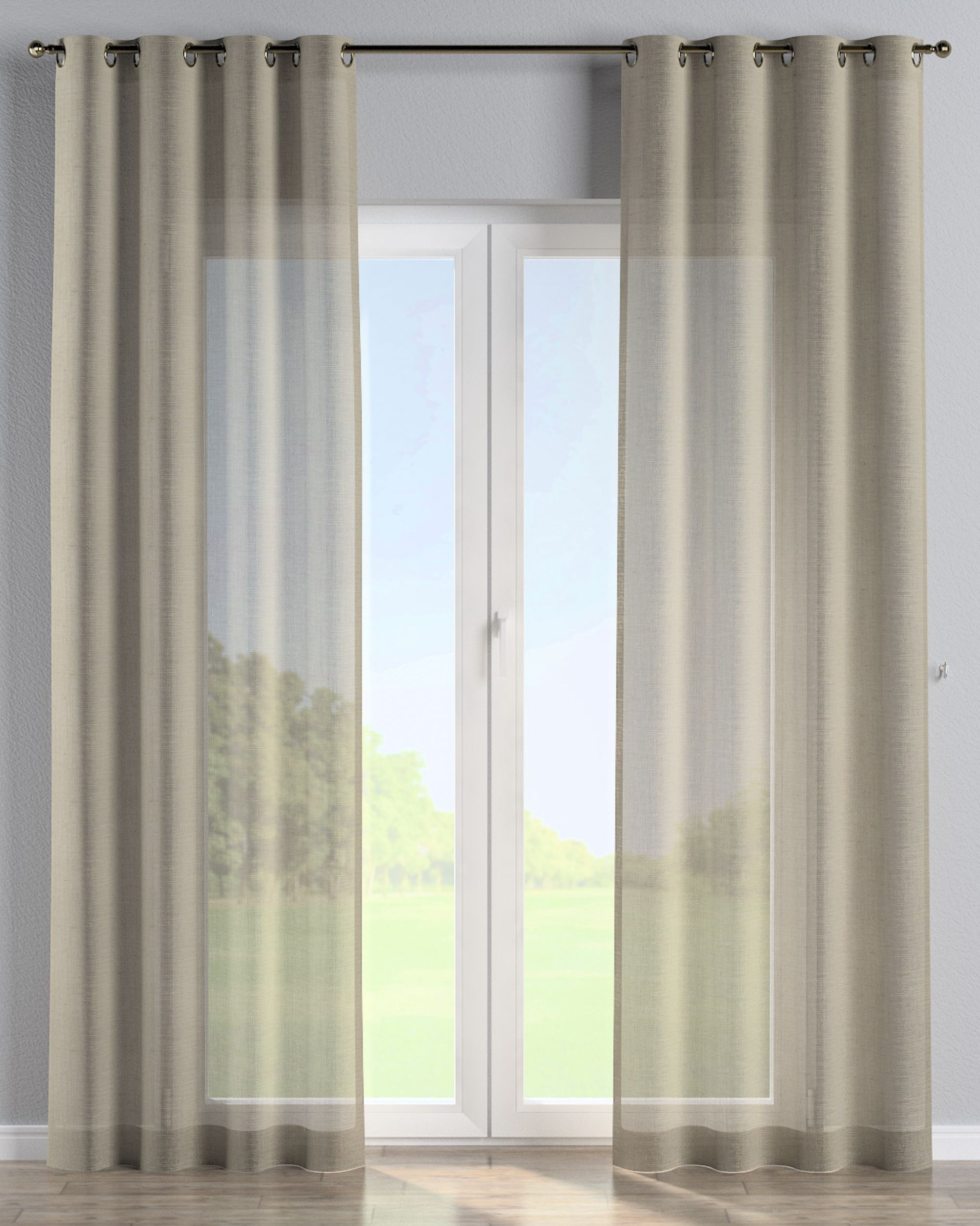 Eyelet curtain product colour beige fabric semi-sheer, gloss, structured