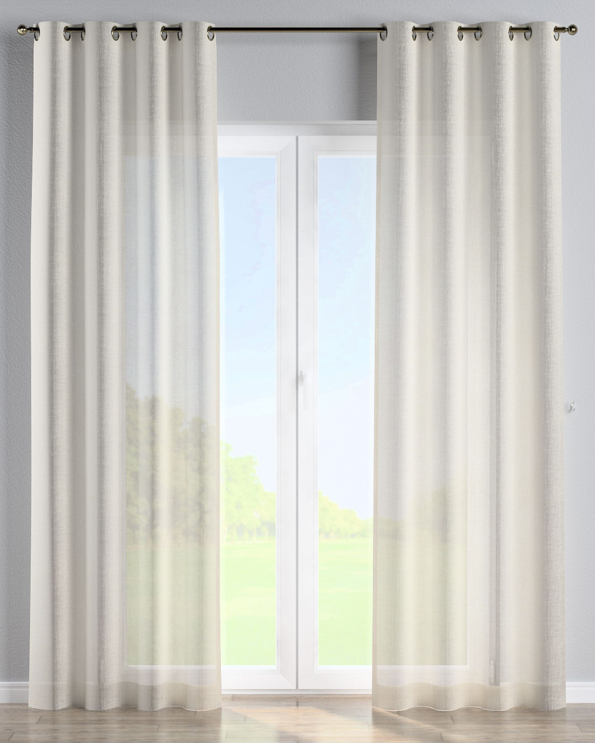 Eyelet curtain product colour cream fabric semi-sheer, gloss, structured