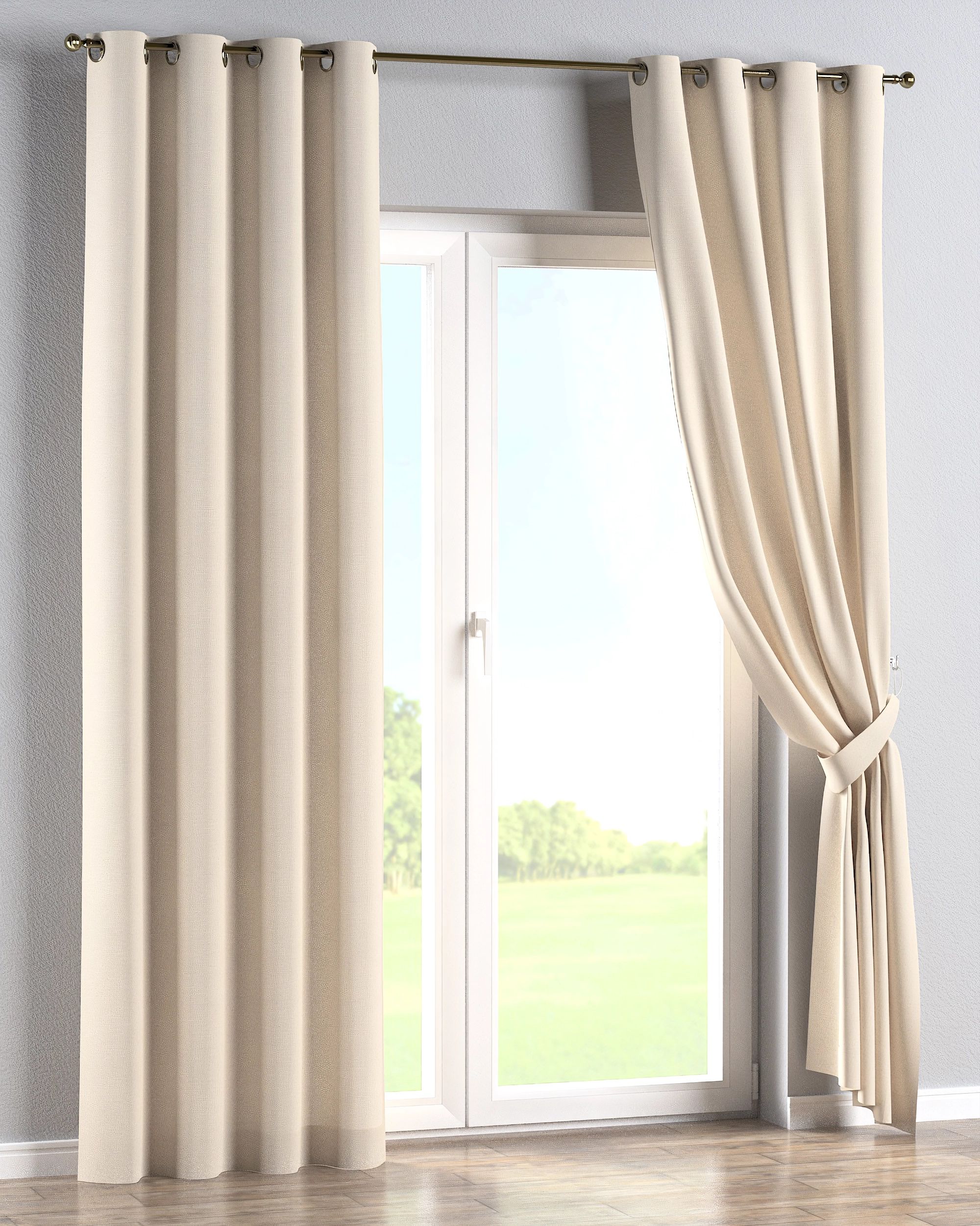 Eyelet curtain product colour beige fabric structured (hover)