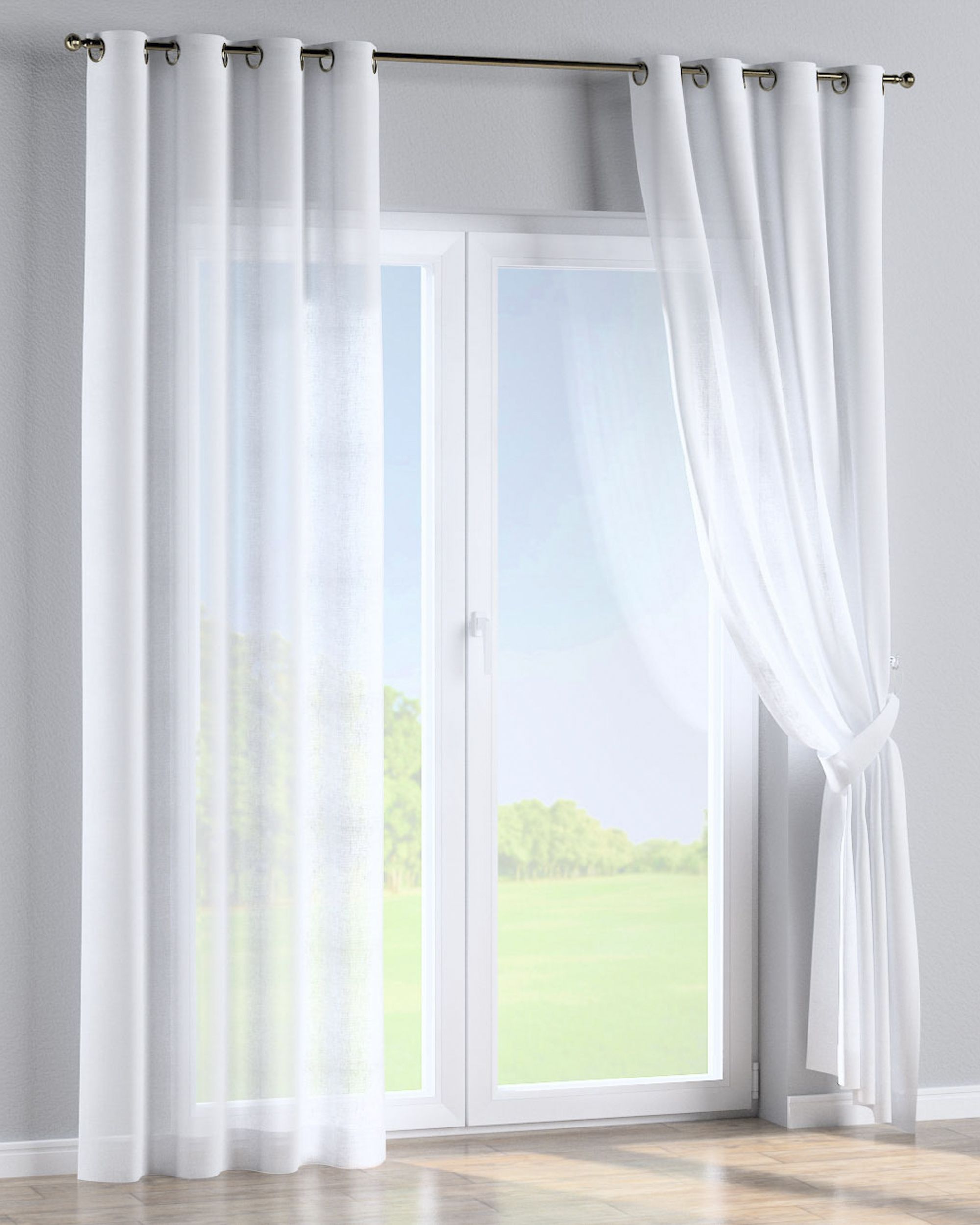 Eyelet curtain product colour white fabric semi-sheer, structured (hover)
