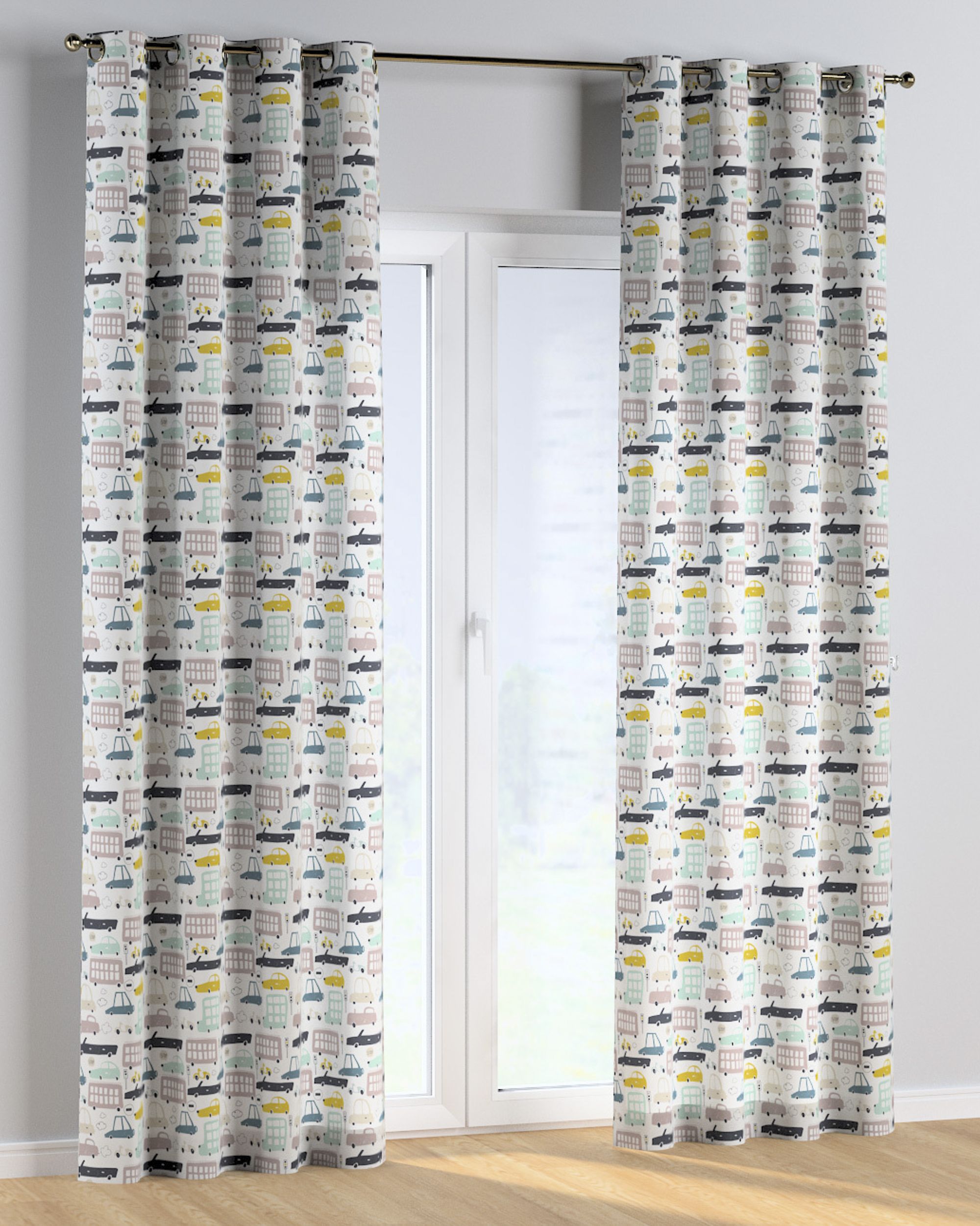 Eyelet curtain product colour beige fabric patterned