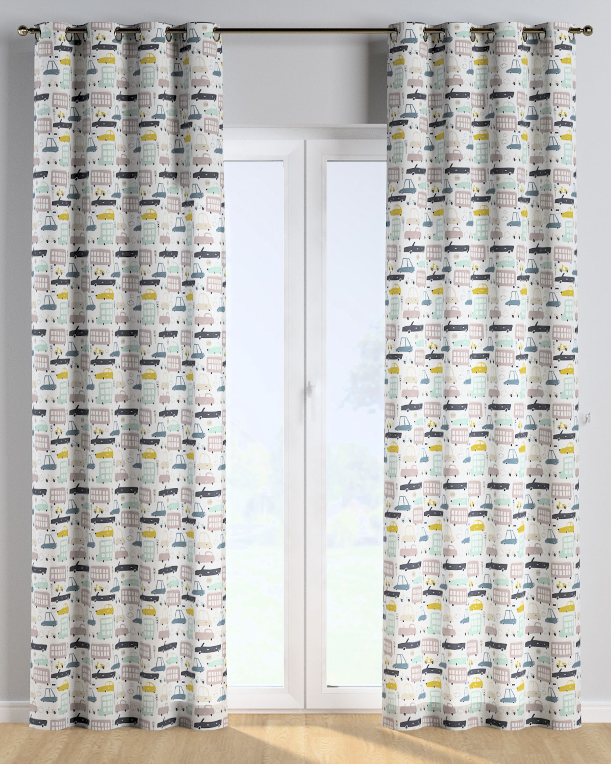 Eyelet curtain product colour beige fabric patterned (hover)