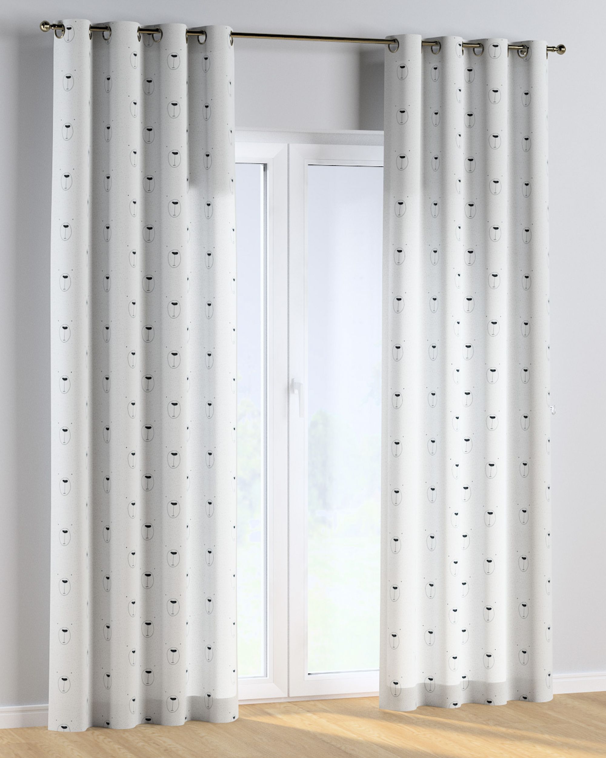 Eyelet curtain product colour white fabric patterned