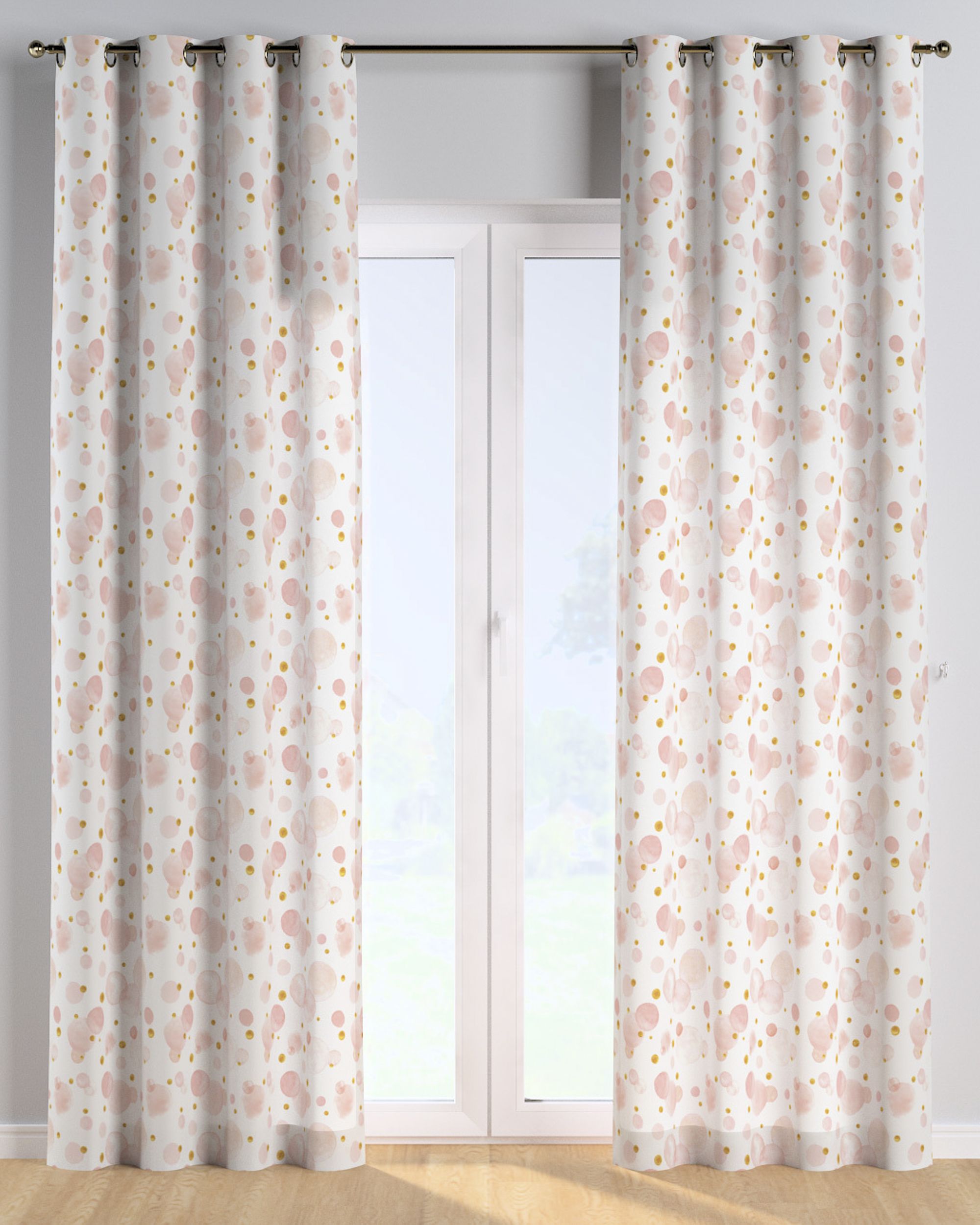 Eyelet curtain product colour pink fabric patterned (hover)