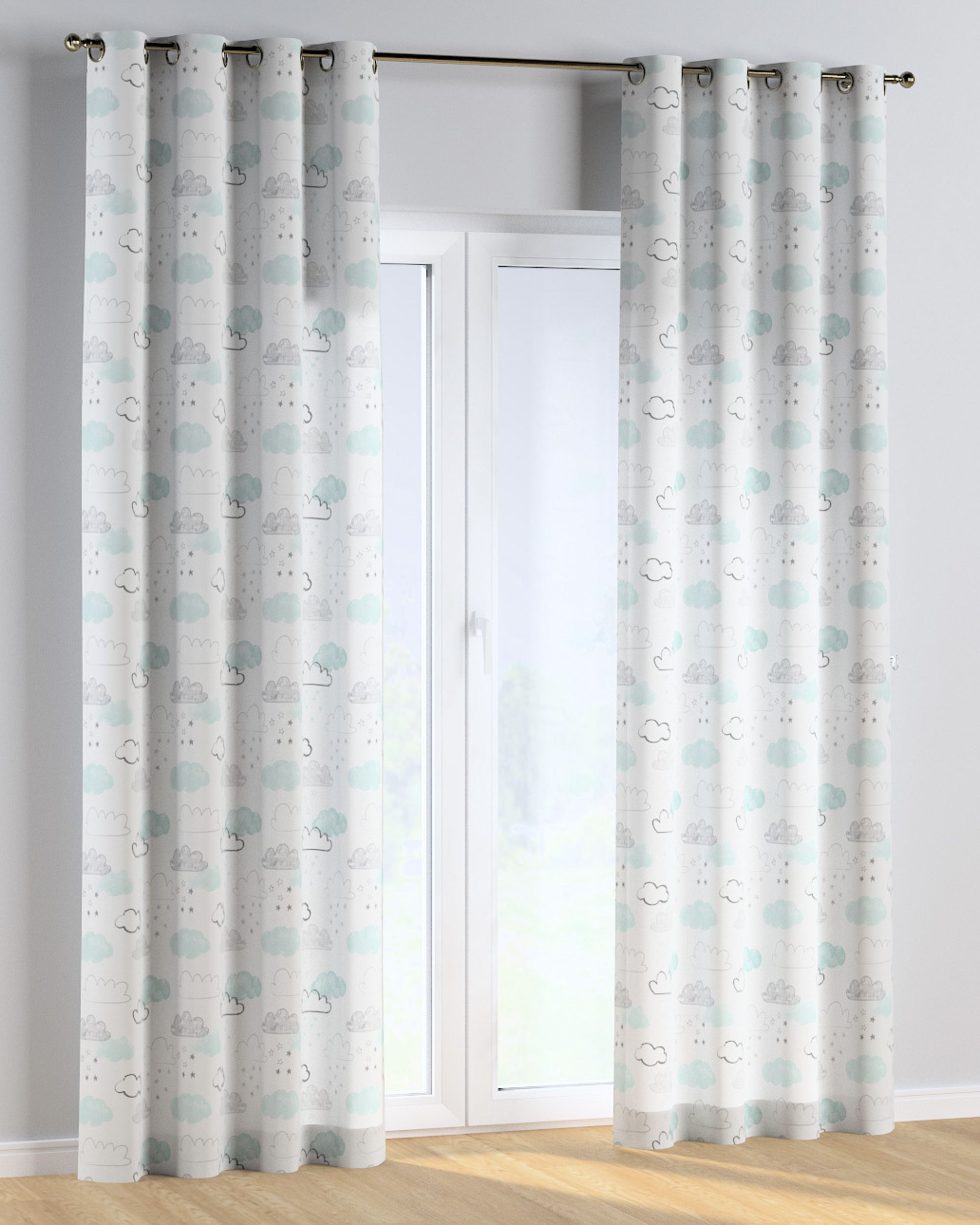 Eyelet curtain product colour white fabric patterned