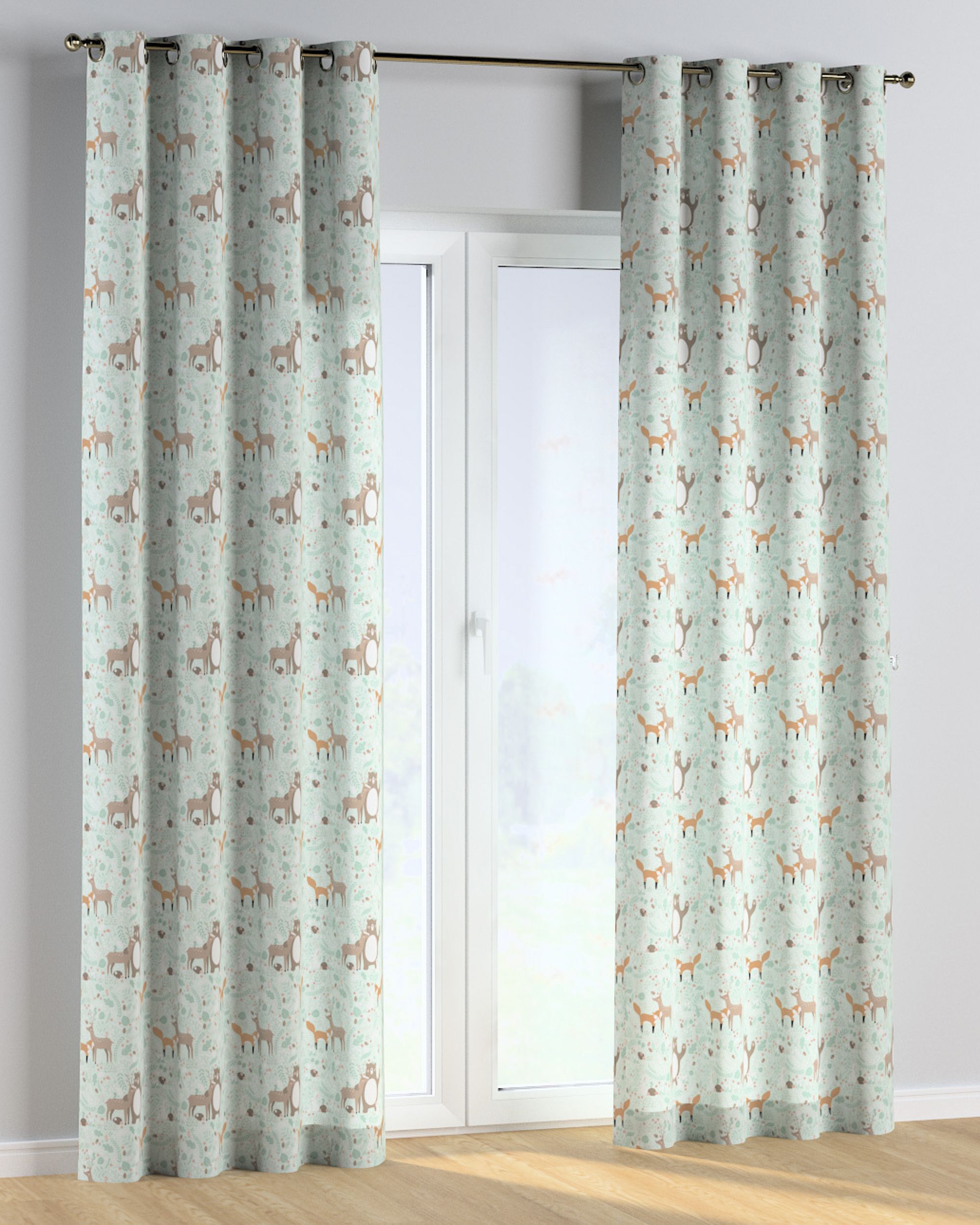Eyelet curtain product colour green fabric patterned