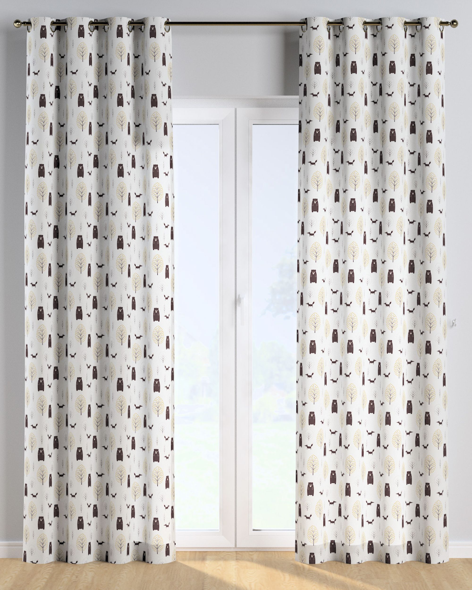 Eyelet curtain product colour brown fabric patterned (hover)