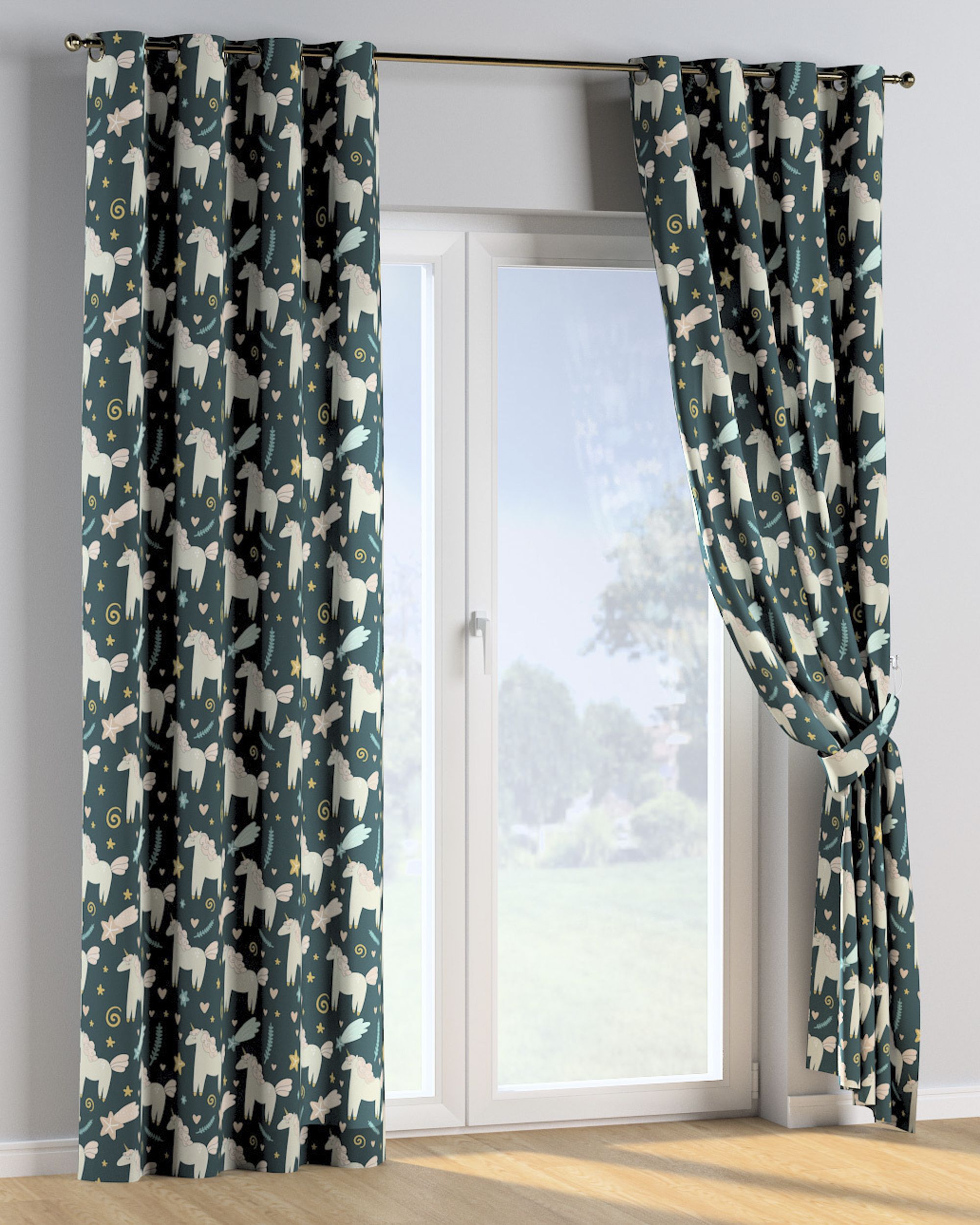 Eyelet curtain product colour brown fabric patterned (hover)