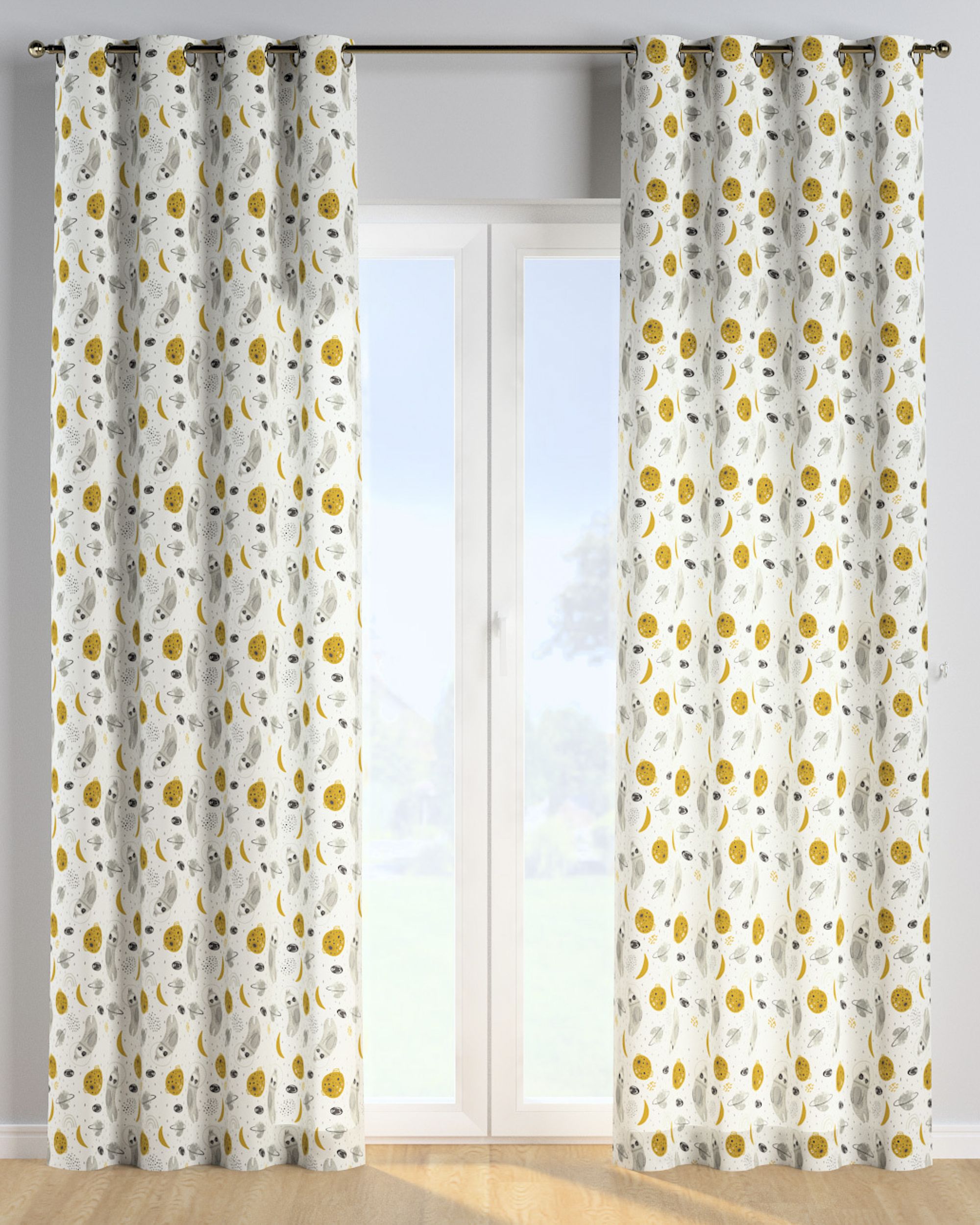 Eyelet curtain product colour white fabric patterned