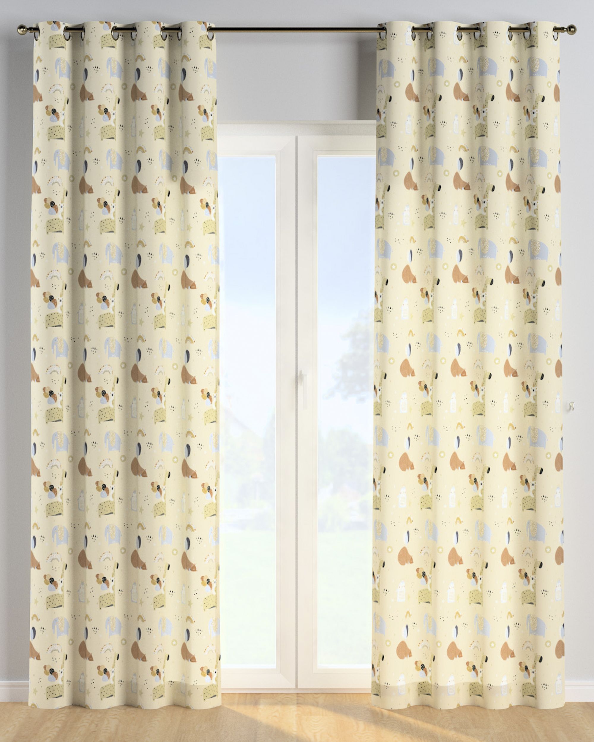 Eyelet curtain product colour beige fabric patterned