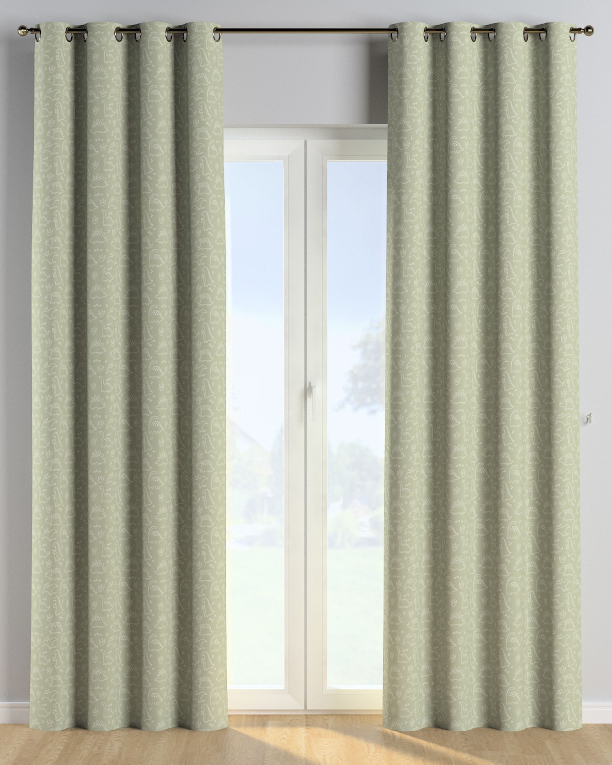 Eyelet curtain product colour green fabric patterned