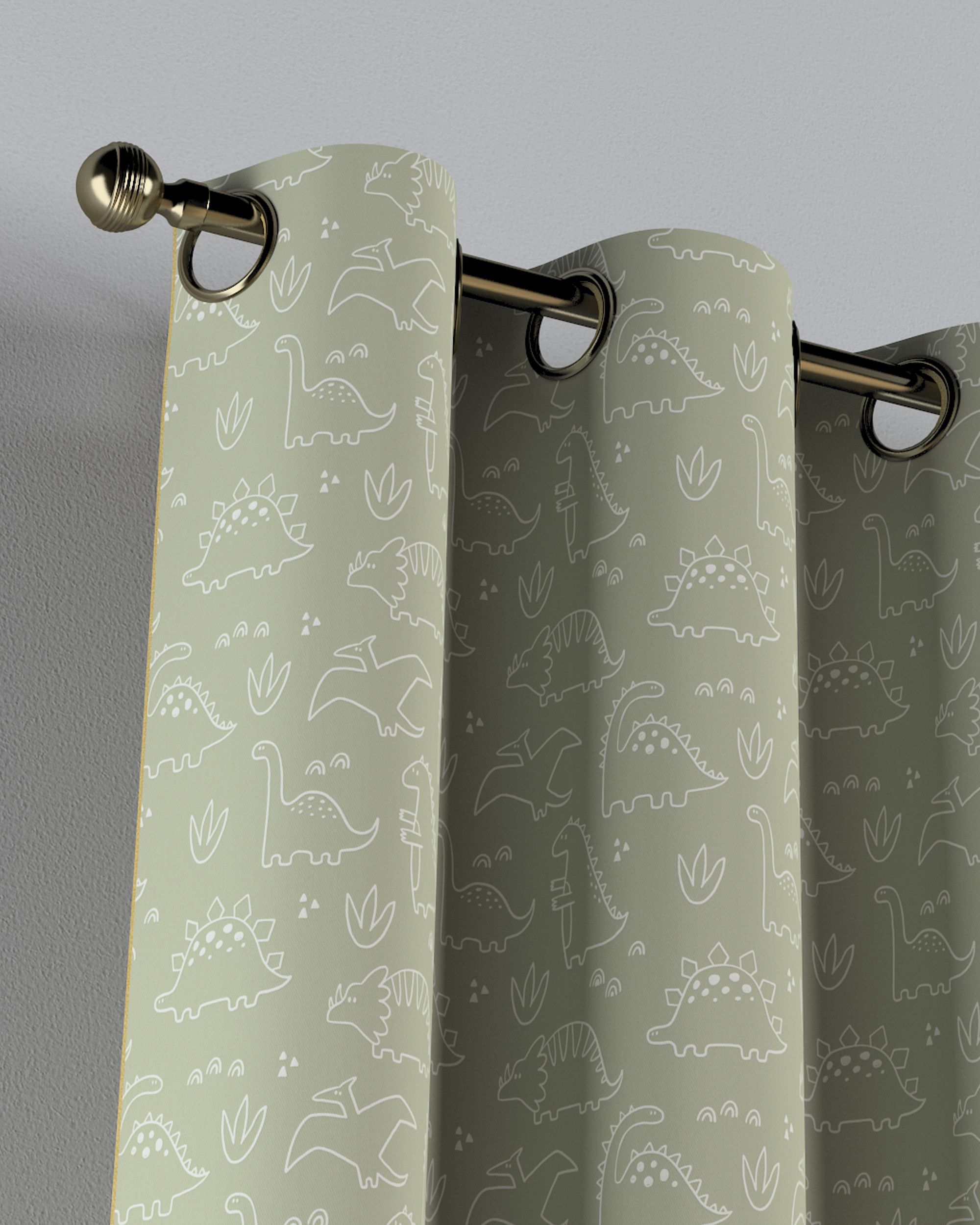 Eyelet curtain product colour green fabric patterned (hover)