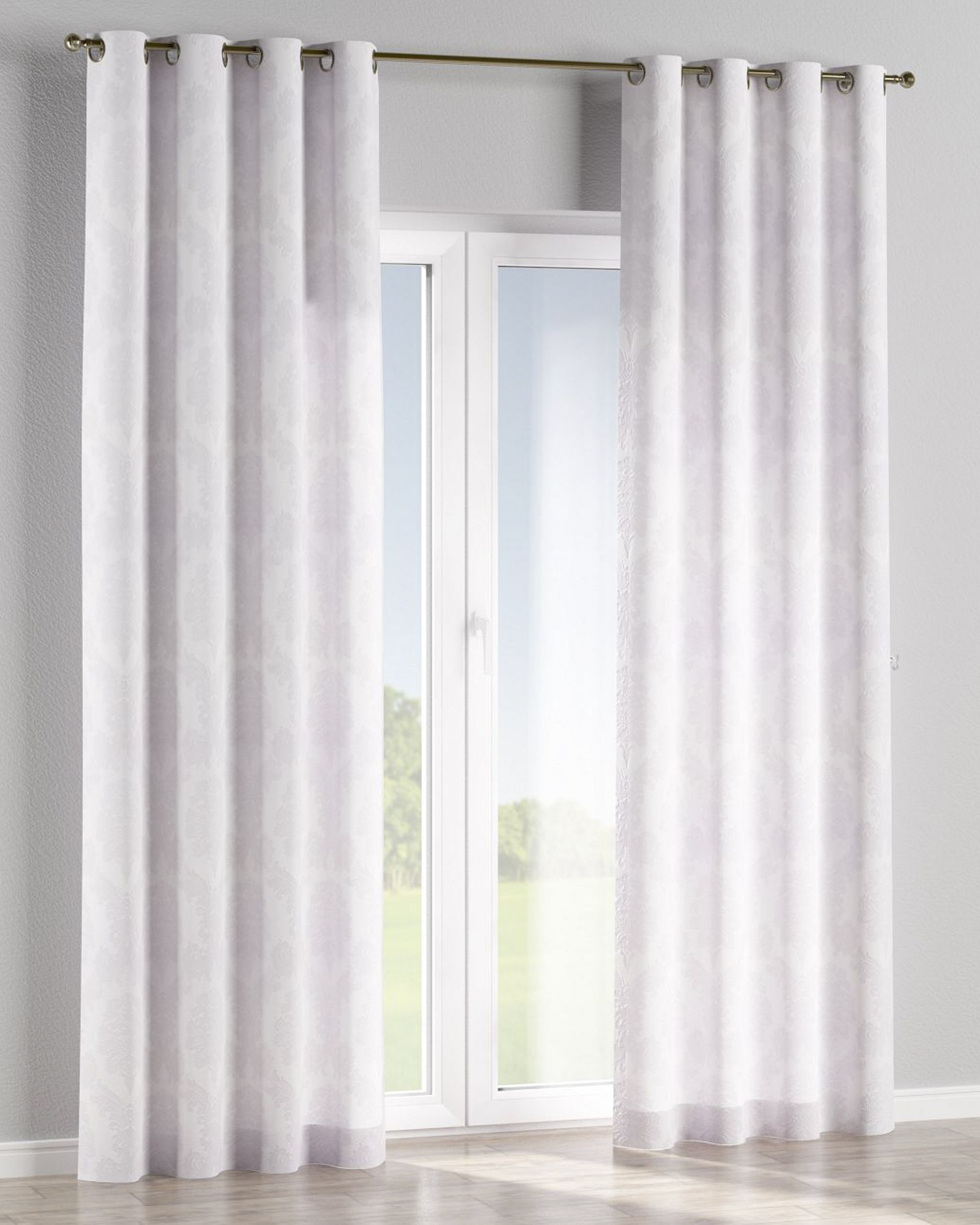 Eyelet curtain product colour white fabric gloss, structured, patterned