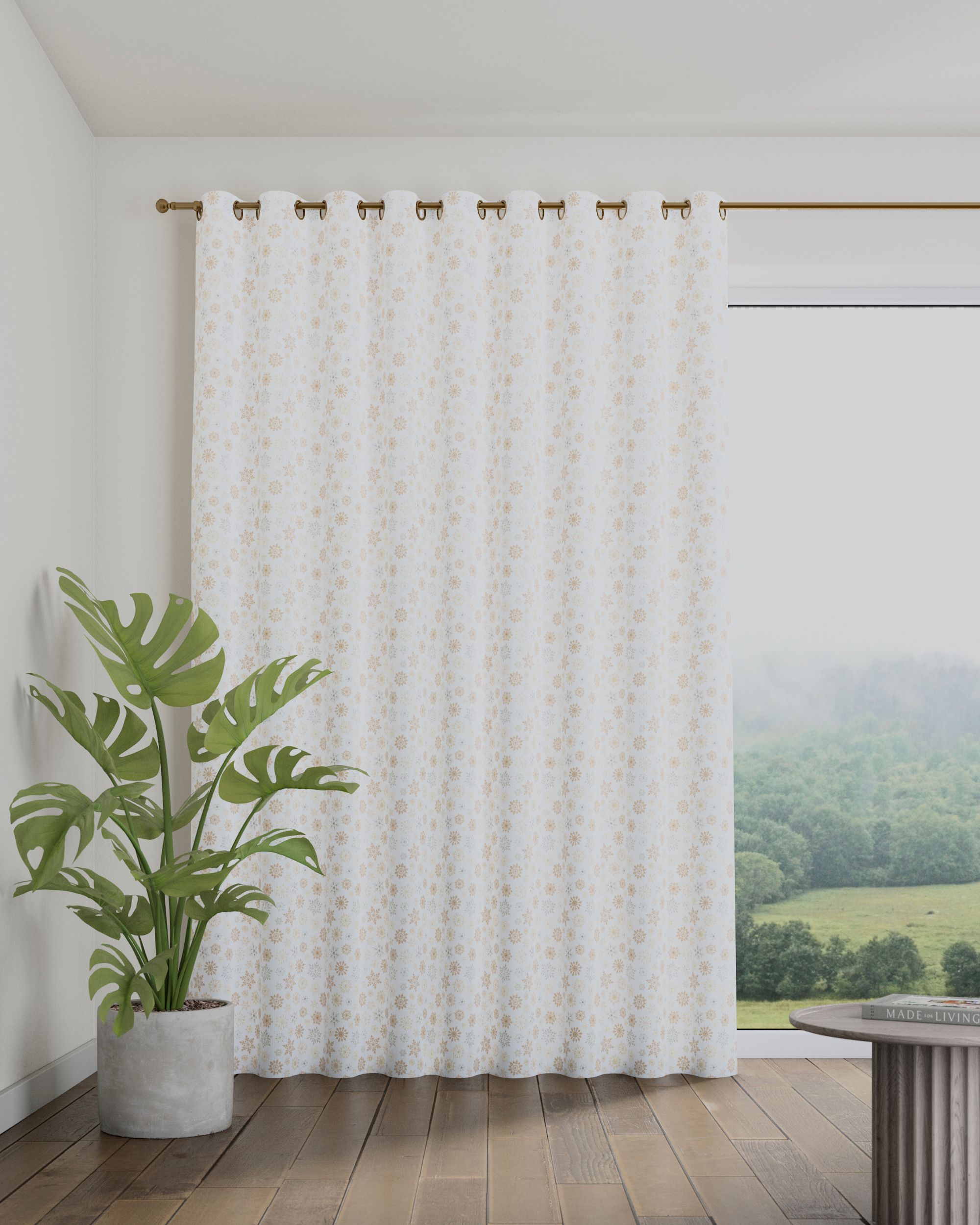 Eyelet curtain product colour white fabric patterned