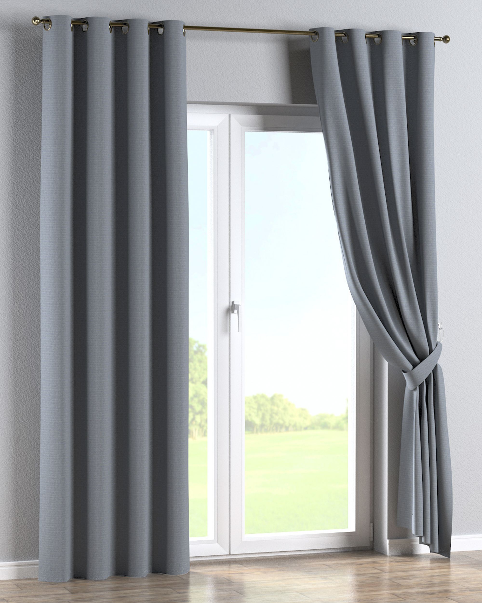 Eyelet curtain product colour black fabric outdoor, structured (hover)