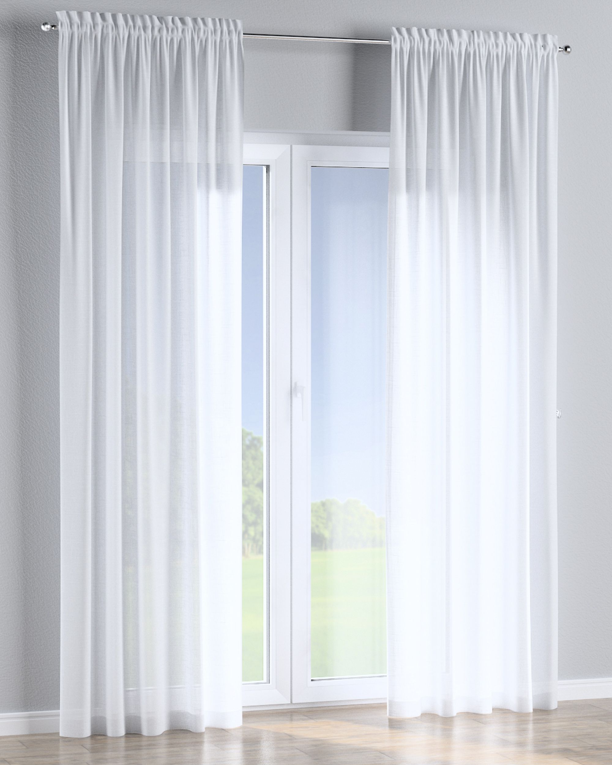 Slot and frill curtain product colour white fabric semi-sheer, structured