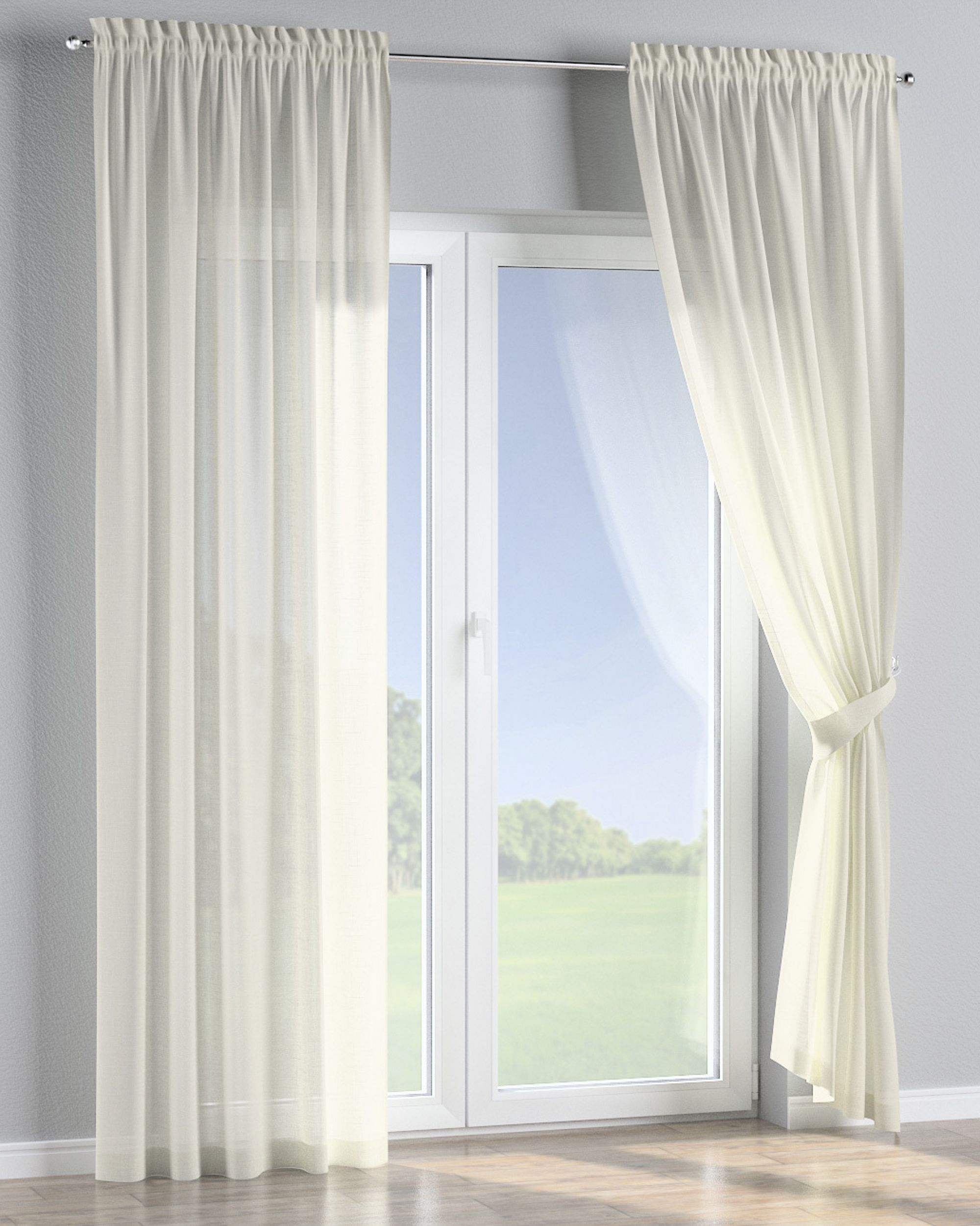 Slot and frill curtain product colour cream fabric semi-sheer, structured (hover)