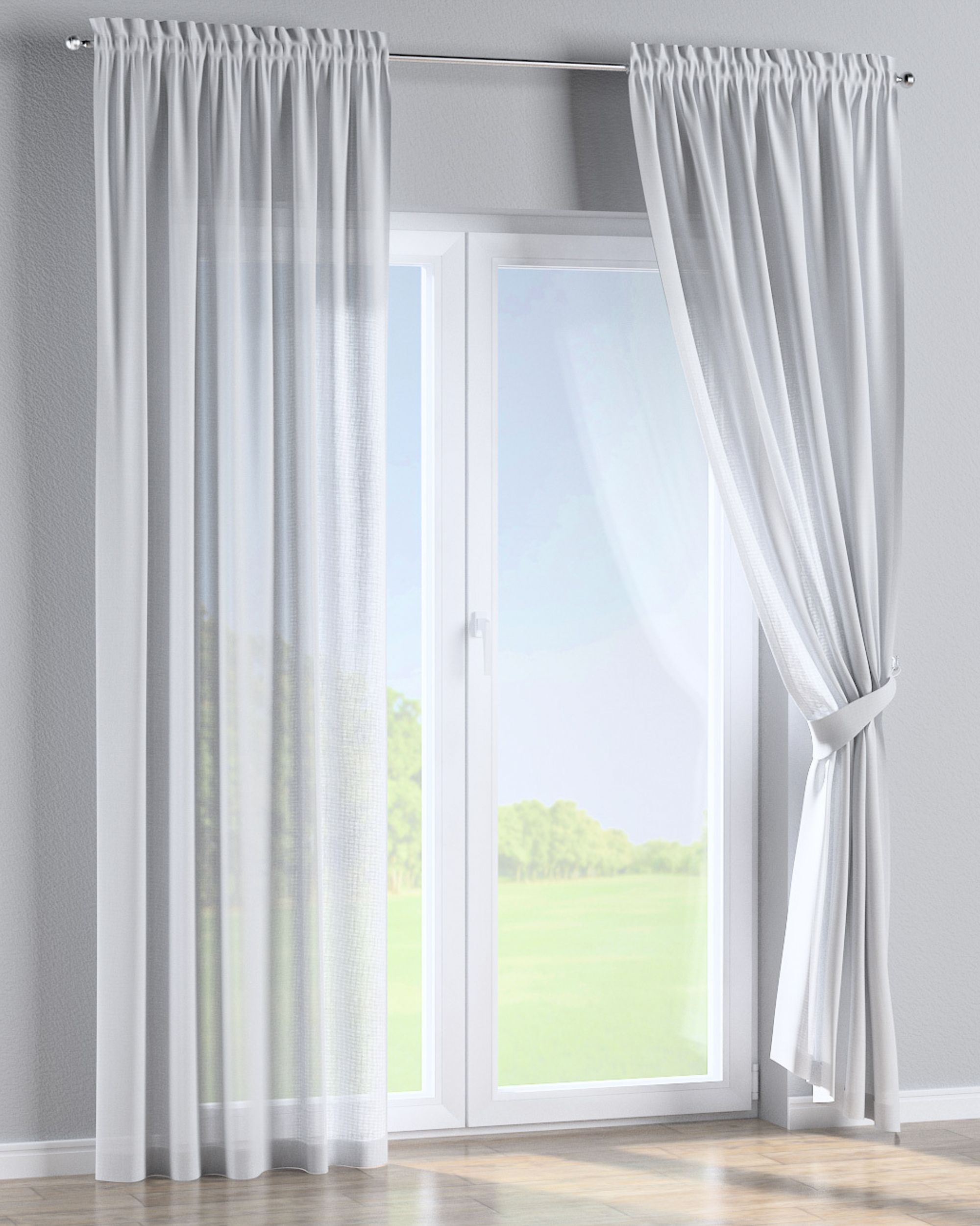 Slot and frill curtain product colour white fabric semi-sheer, structured (hover)
