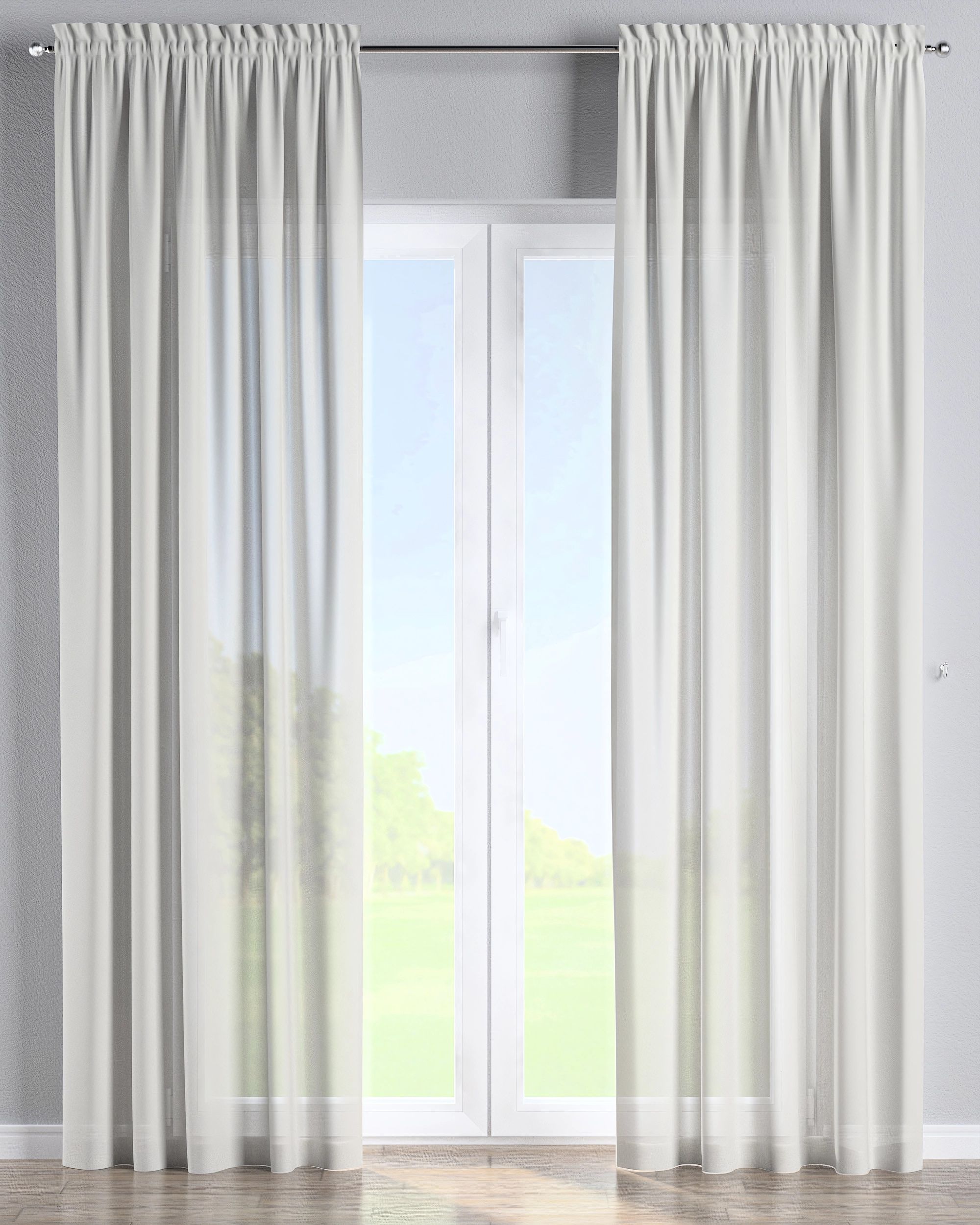 Slot and frill curtain product colour cream fabric semi-sheer, structured (hover)