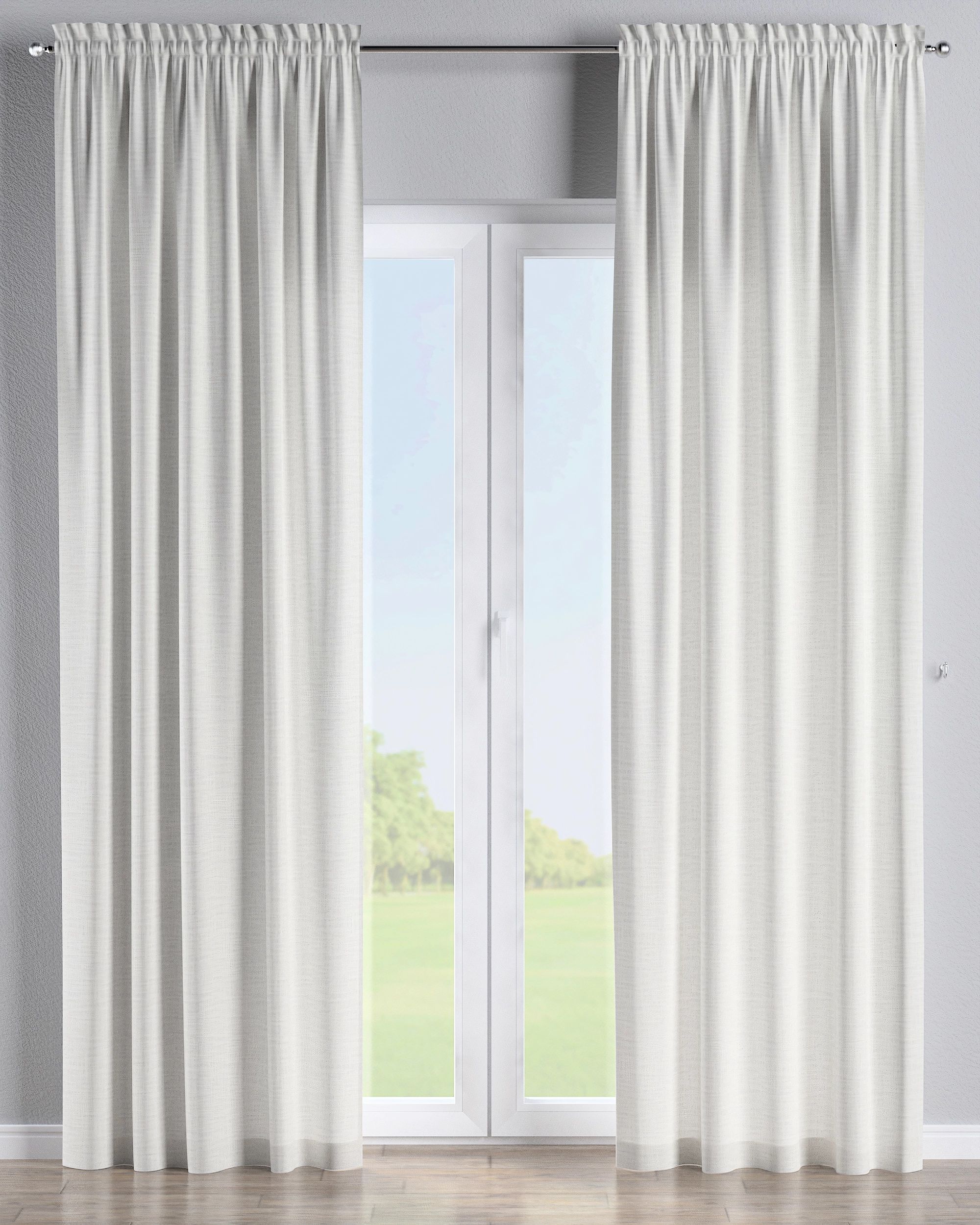 Slot and frill curtain product colour cream fabric structured