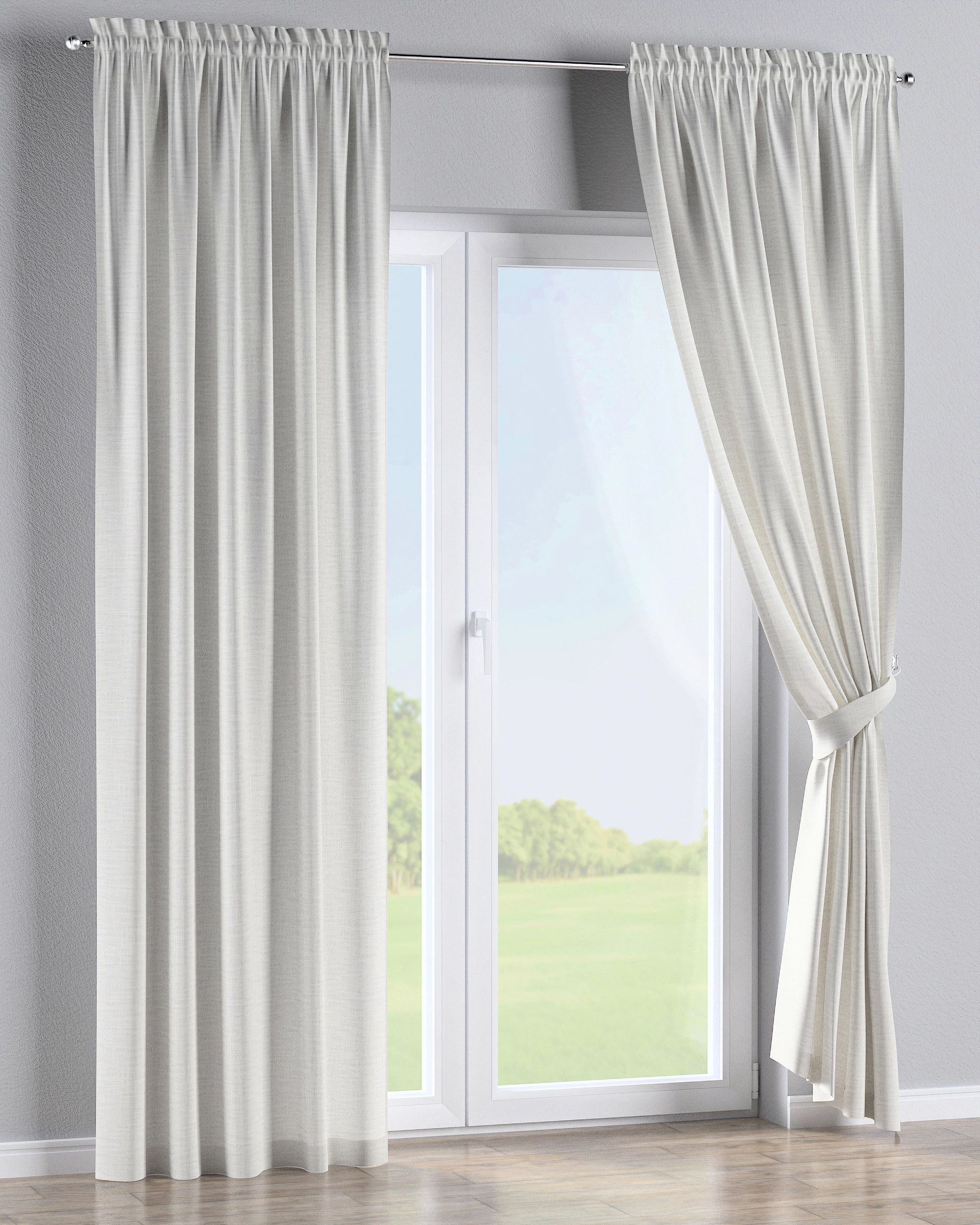 Slot and frill curtain product colour cream fabric structured (hover)