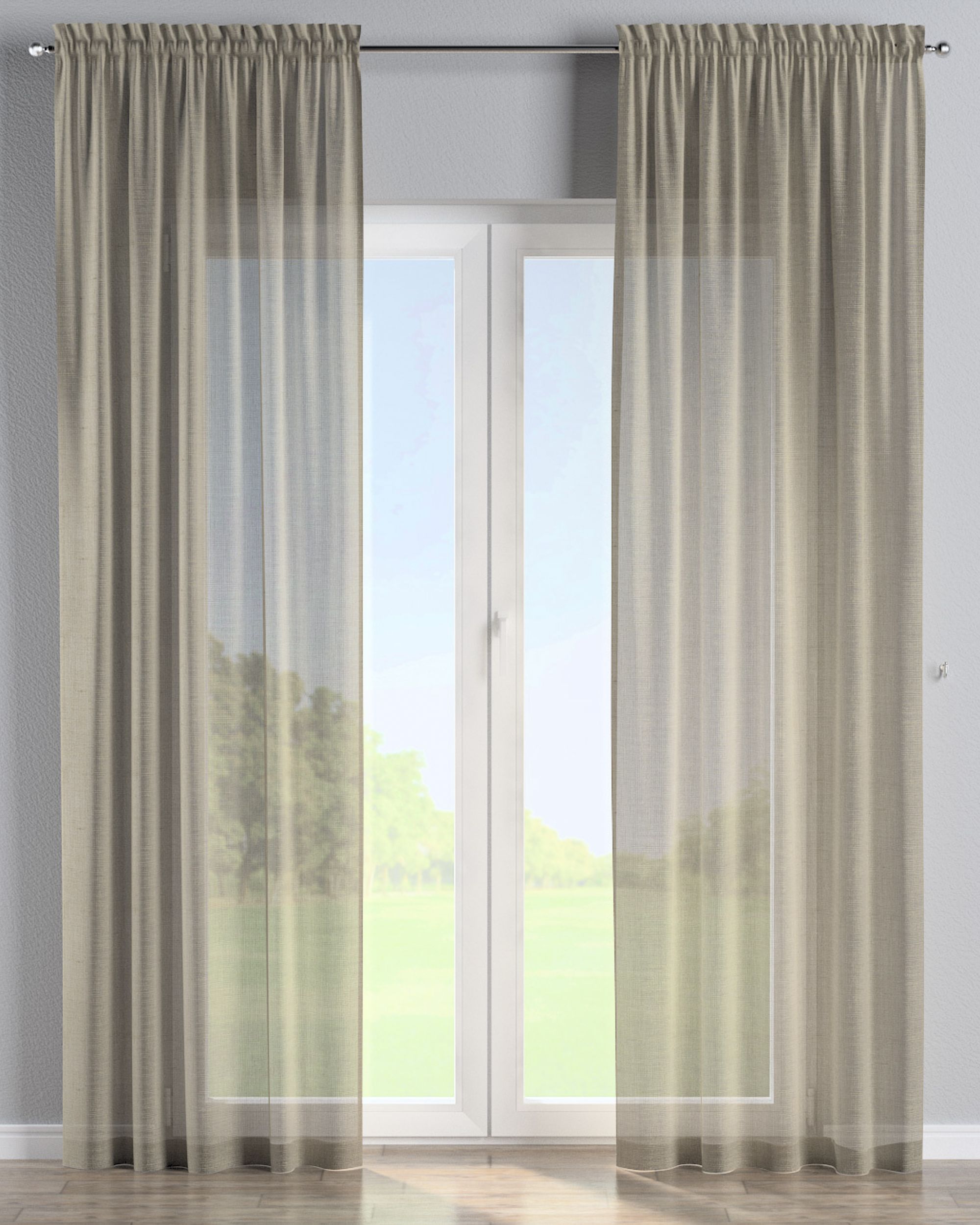 Slot and frill curtain product colour beige fabric semi-sheer, gloss, structured