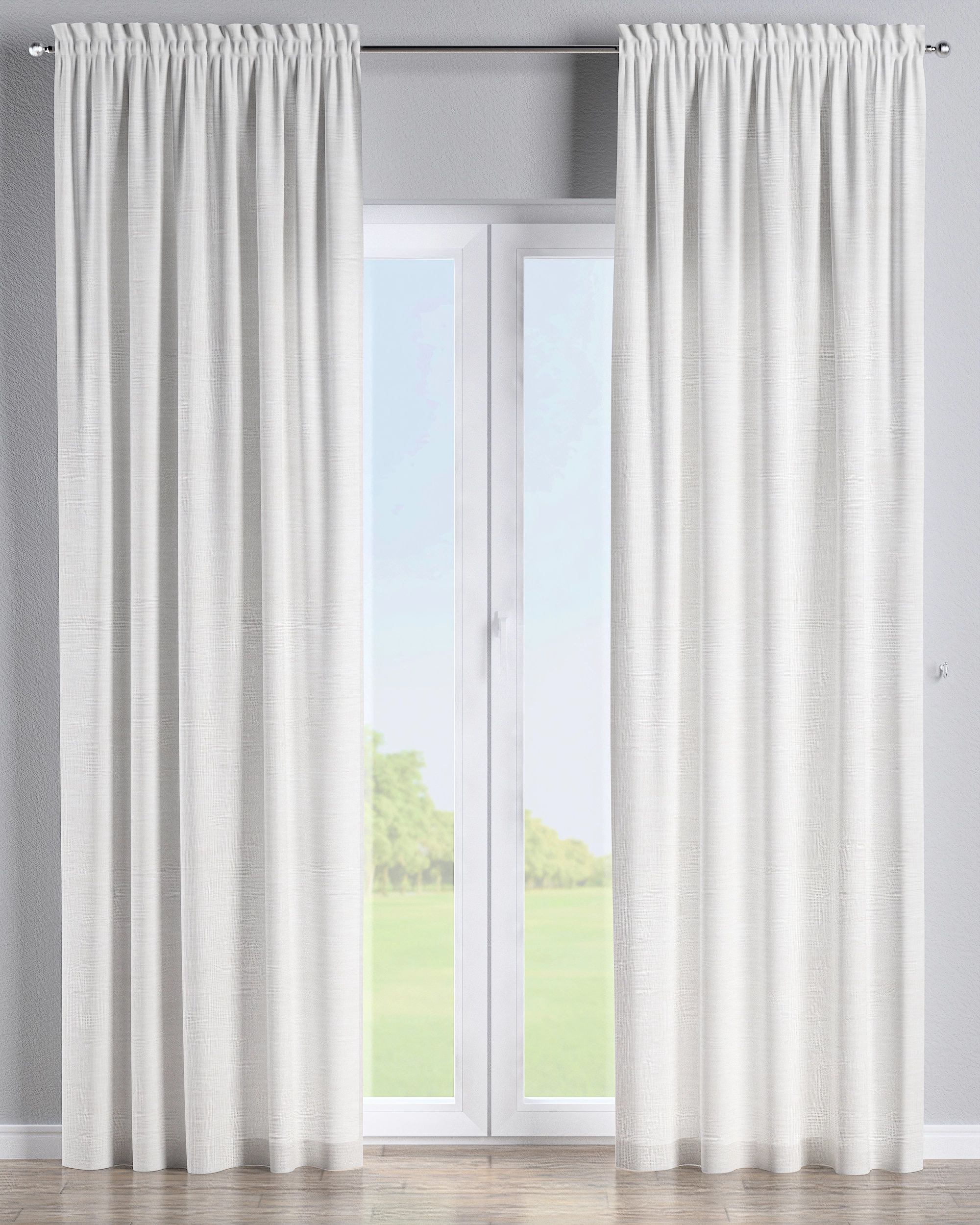 Slot and frill curtain product colour white fabric structured