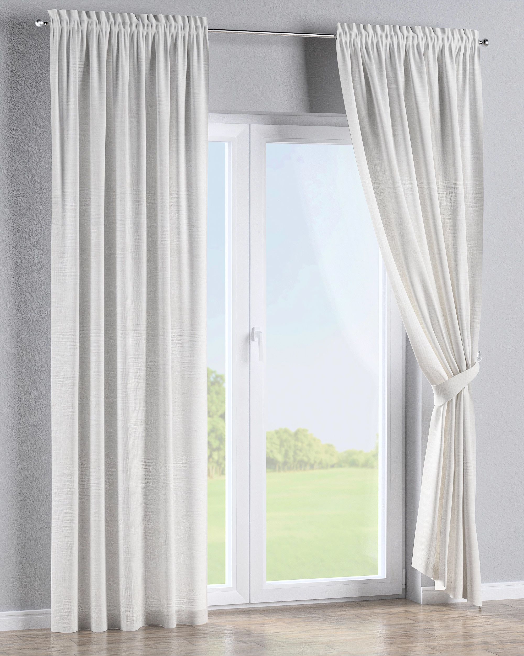 Slot and frill curtain product colour white fabric structured (hover)