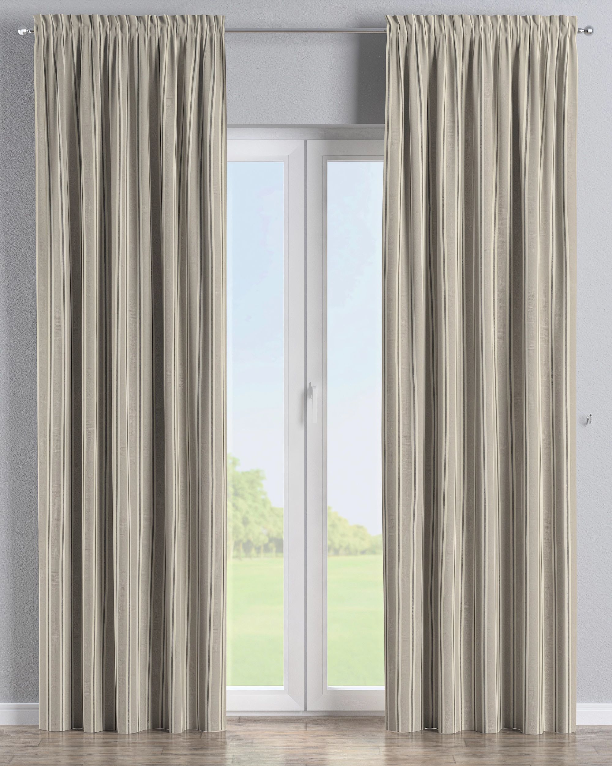Slot and frill curtain product colour beige fabric structured, patterned