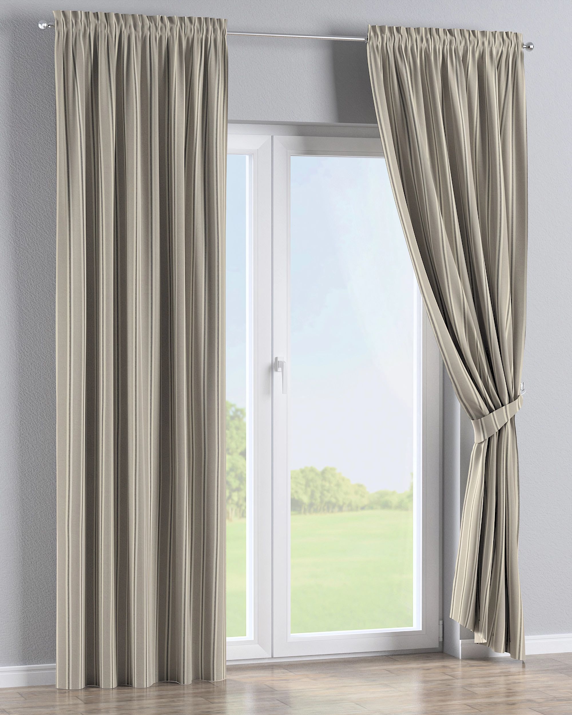 Slot and frill curtain product colour beige fabric structured, patterned (hover)