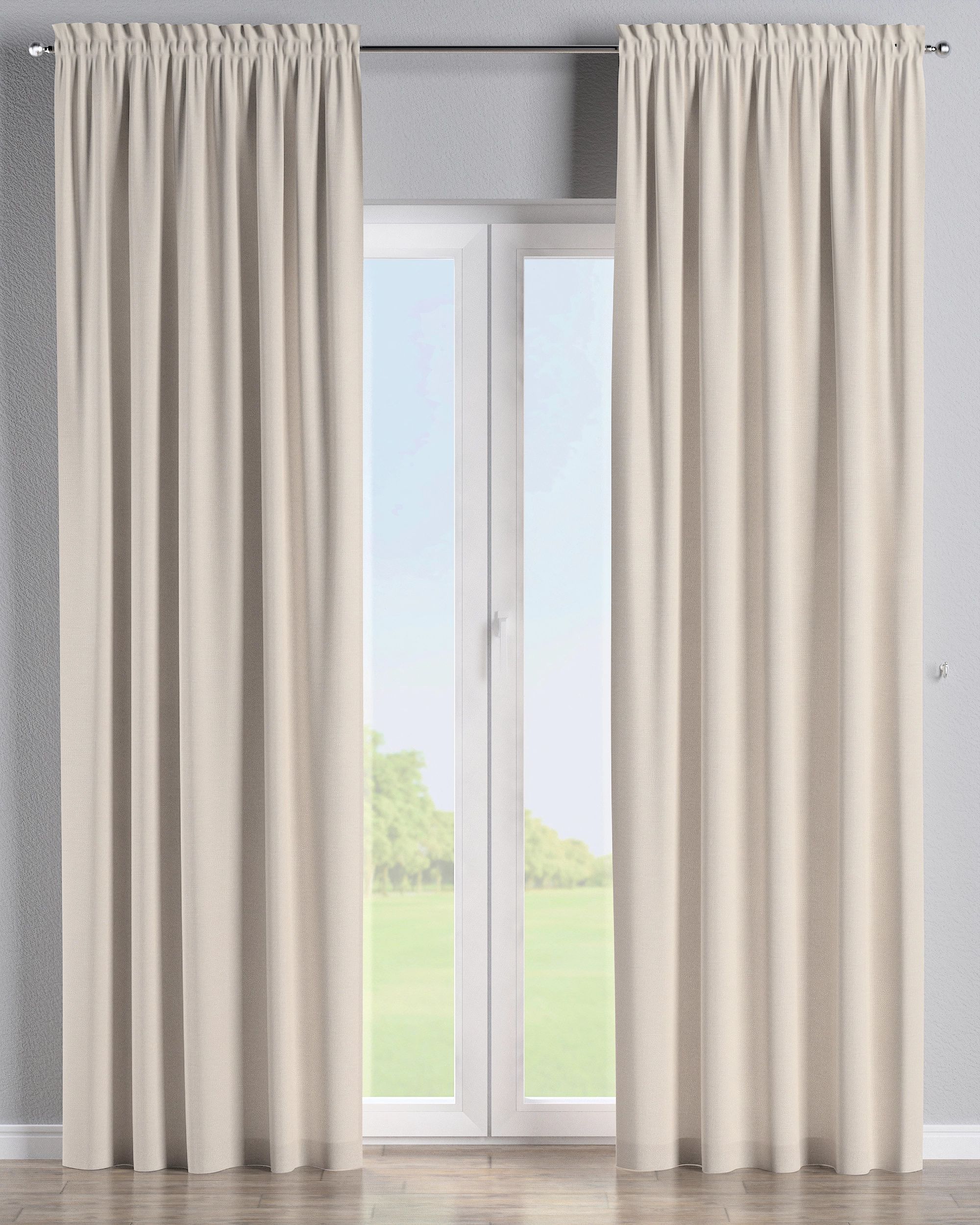 Slot and frill curtain product colour beige fabric structured