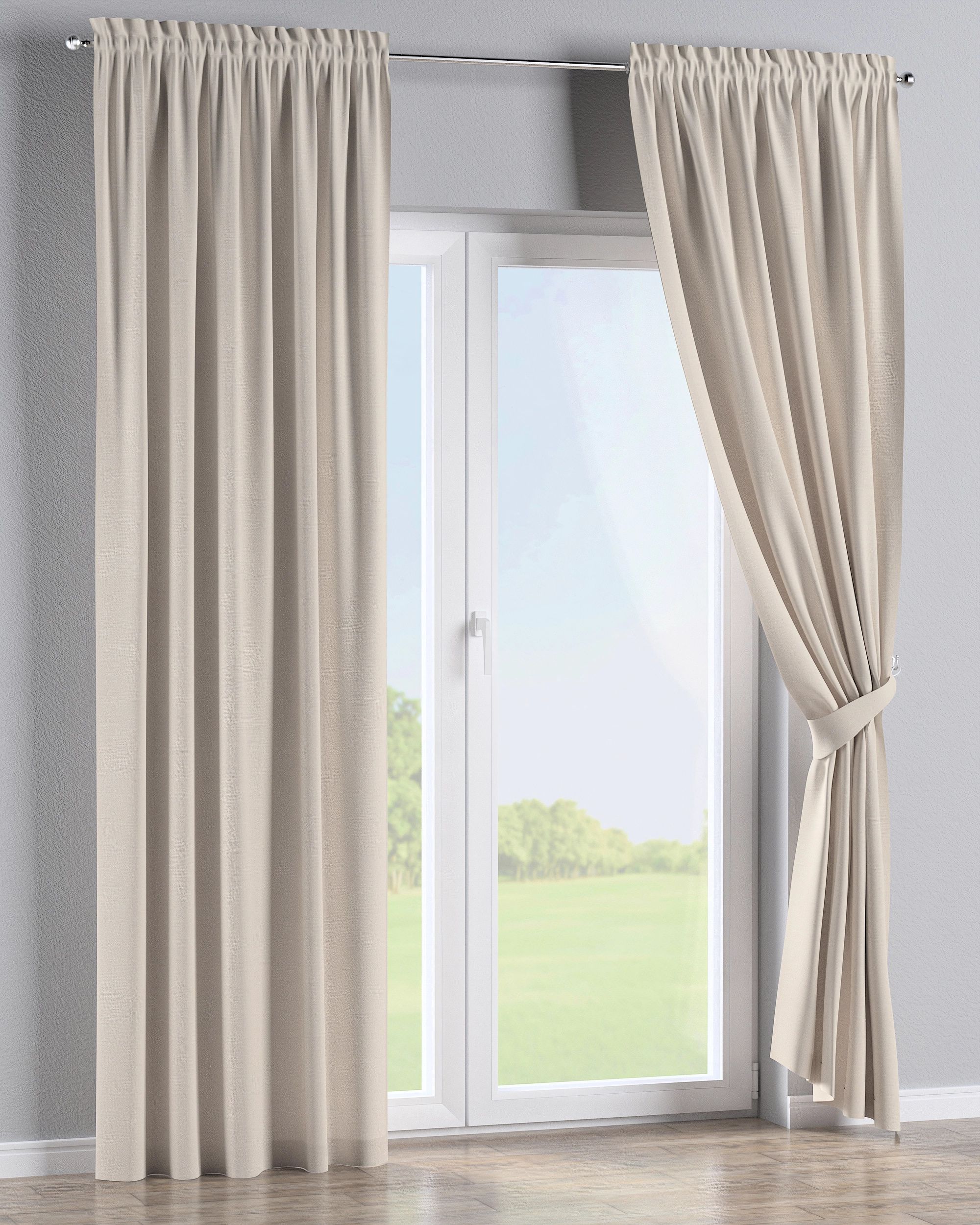 Slot and frill curtain product colour beige fabric structured (hover)