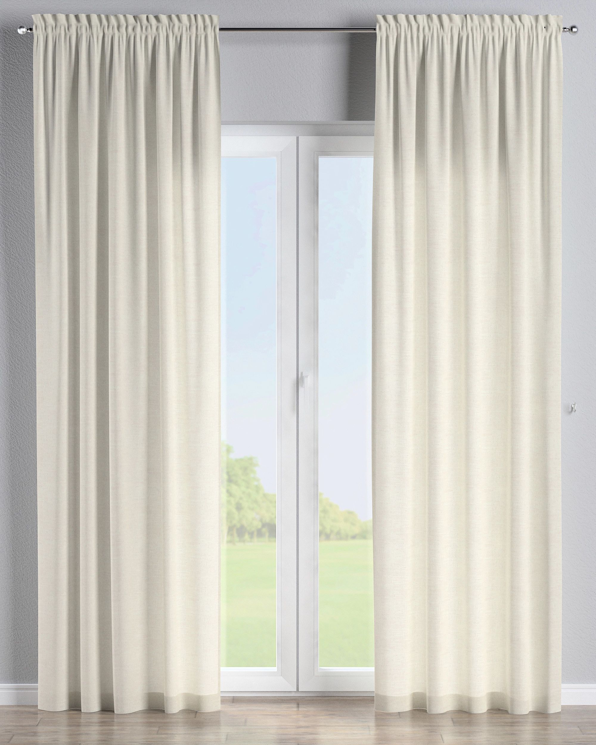 Slot and frill curtain product colour cream fabric structured