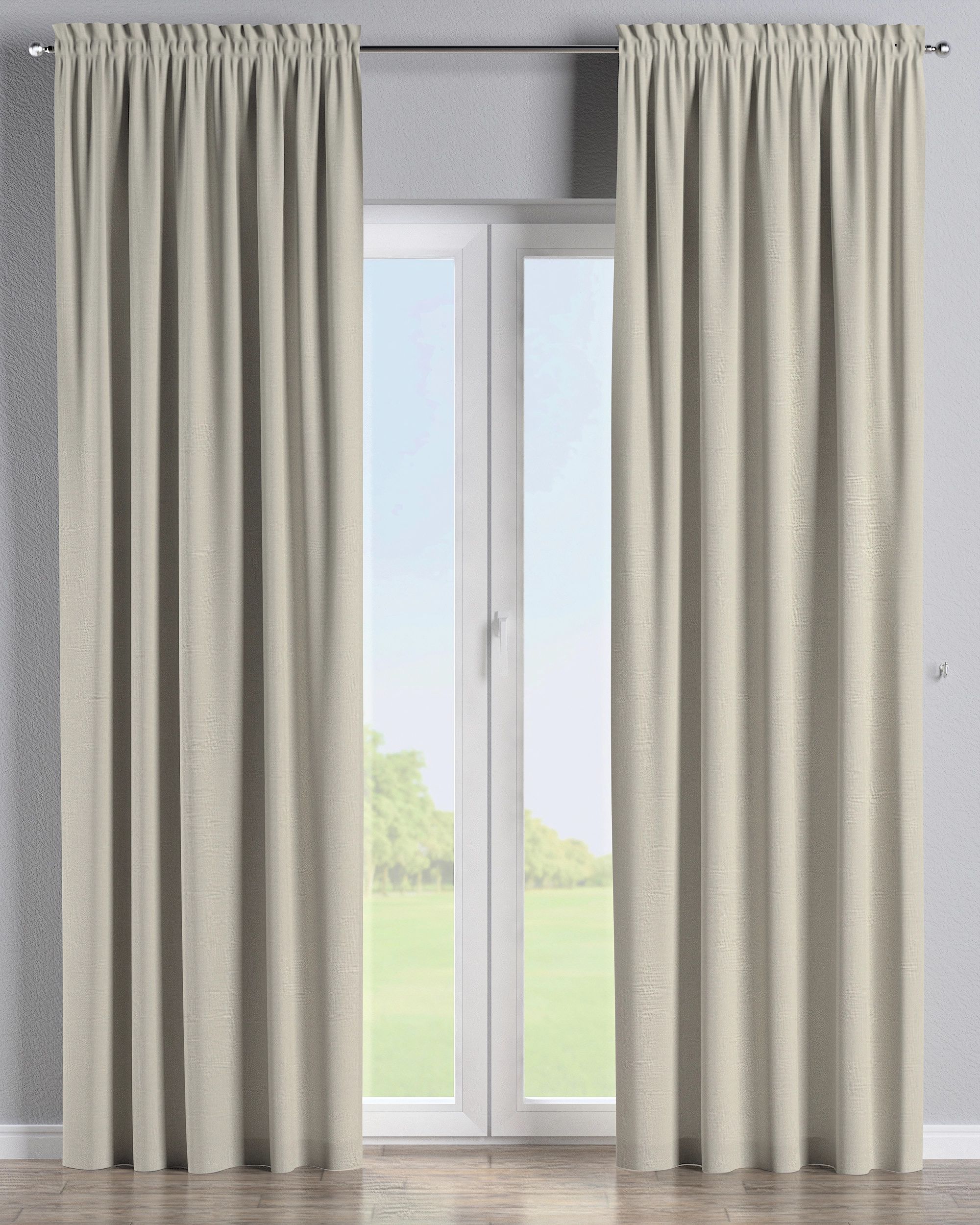 Slot and frill curtain product colour grey fabric structured
