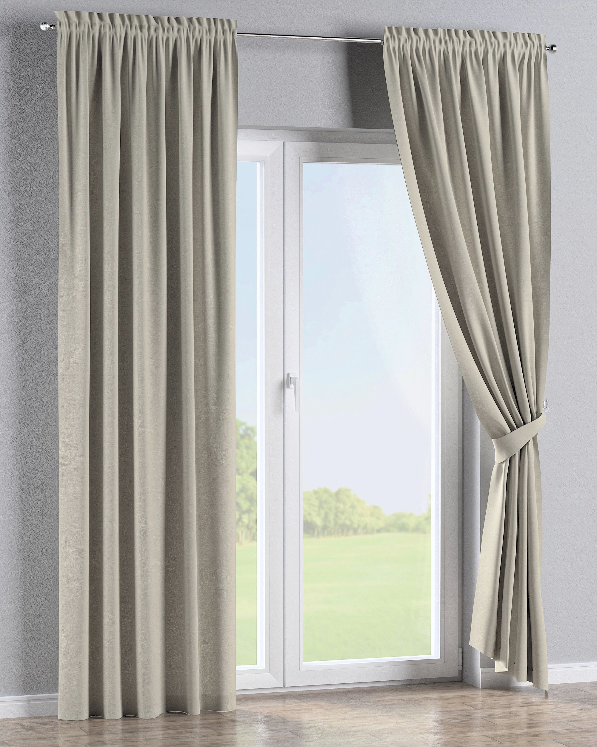 Slot and frill curtain product colour grey fabric structured (hover)