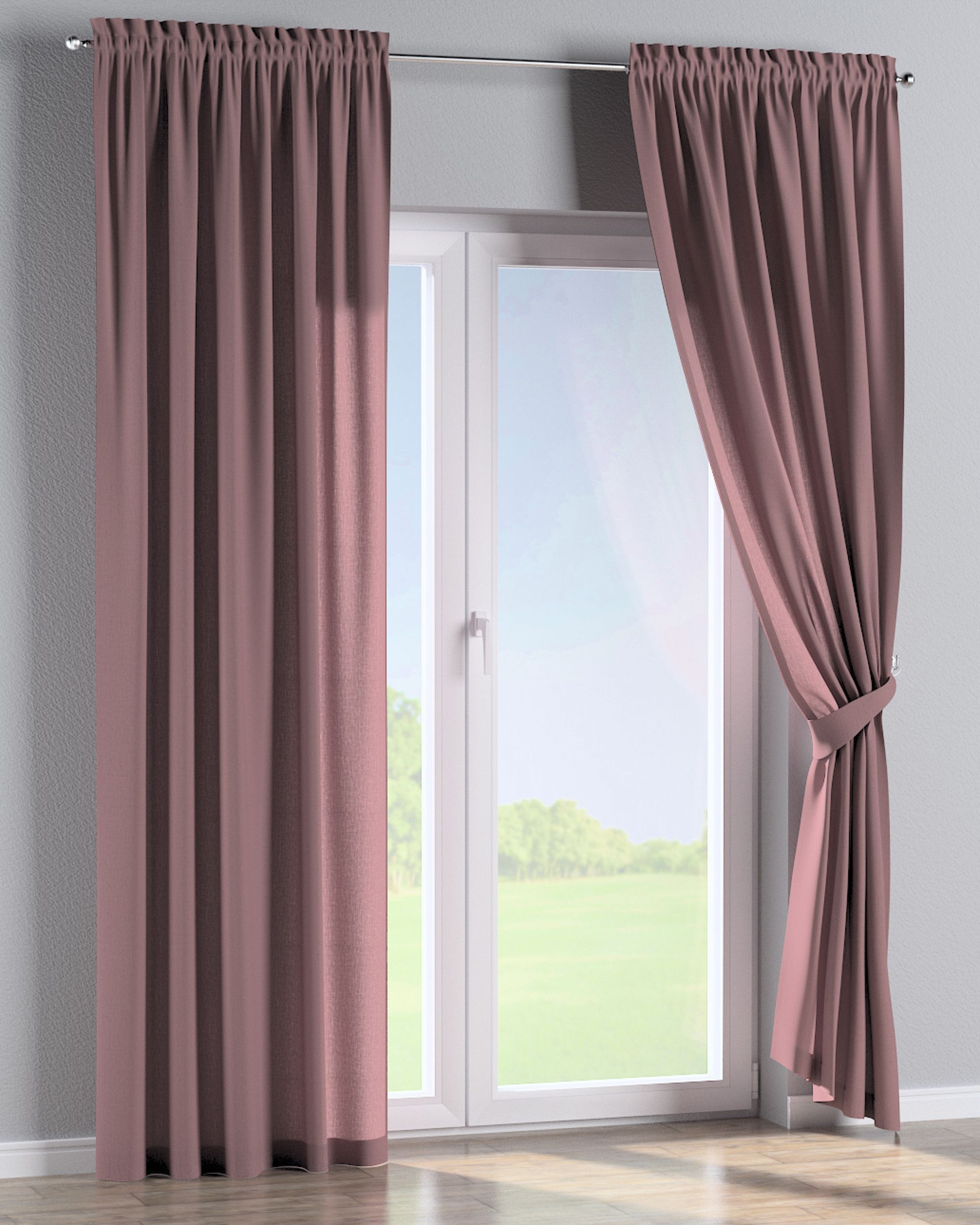 Slot and frill curtain product colour pink fabric semi-sheer, structured (hover)