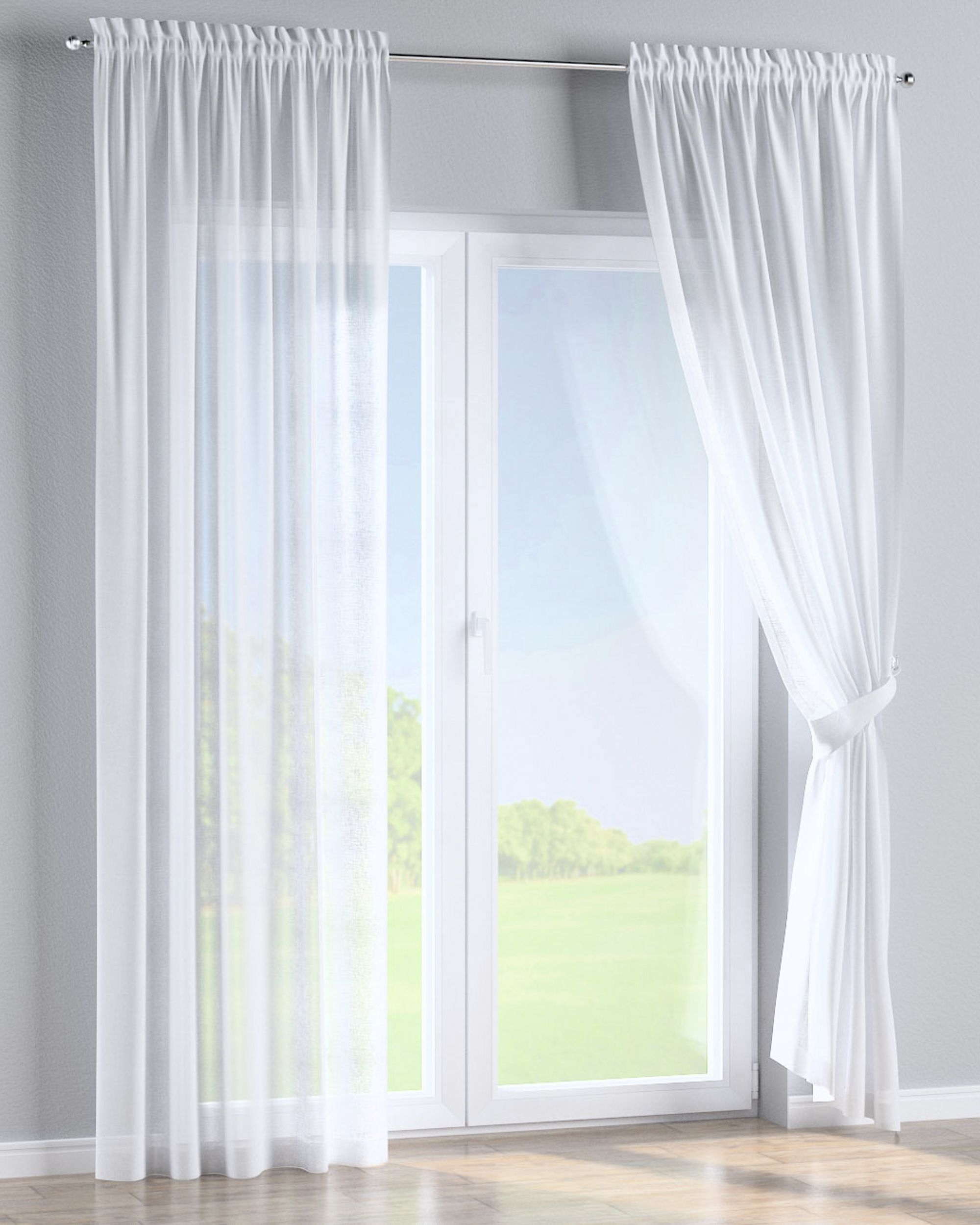 Slot and frill curtain product colour white fabric semi-sheer, structured (hover)