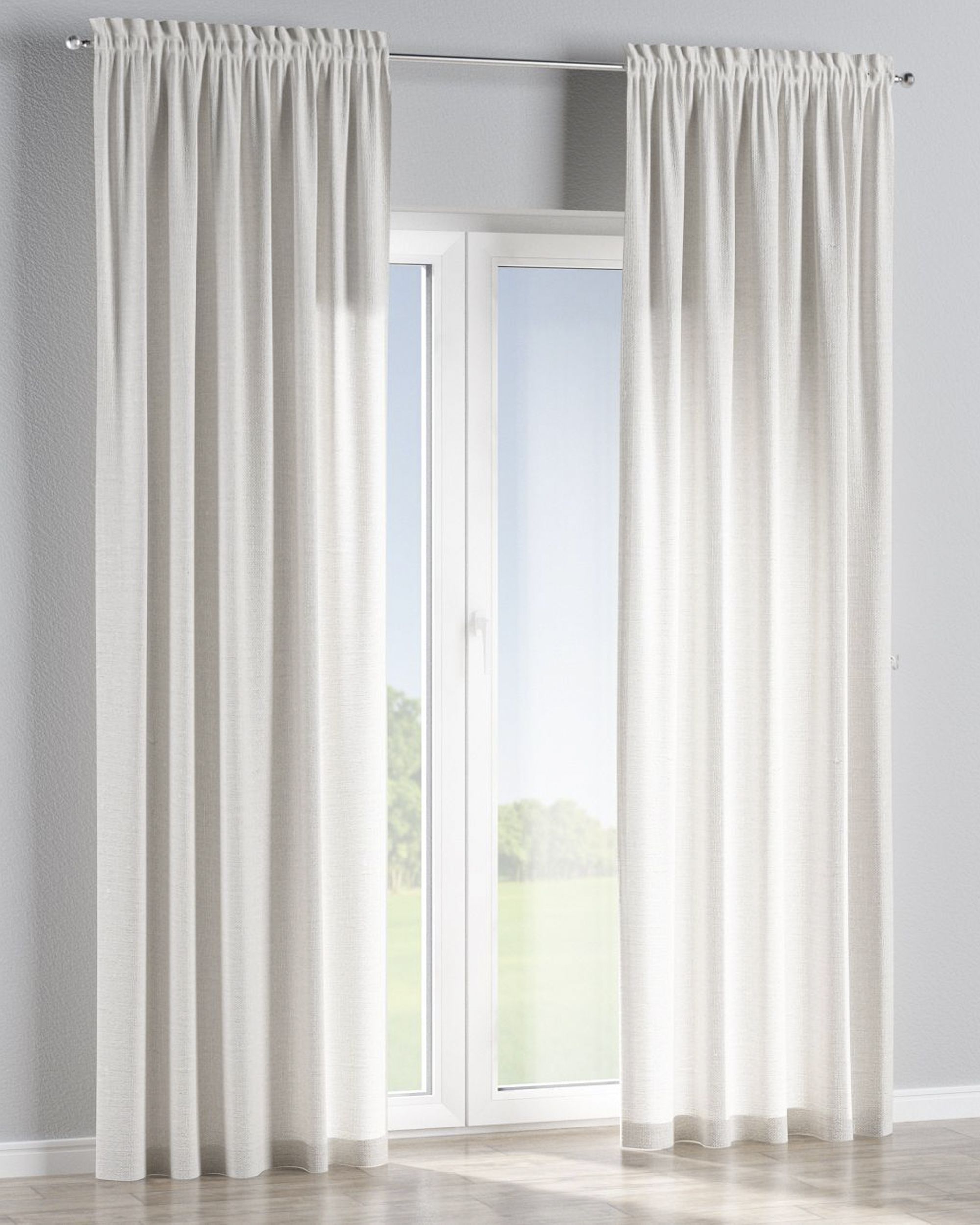 Slot and frill curtain product colour white fabric semi-sheer, structured